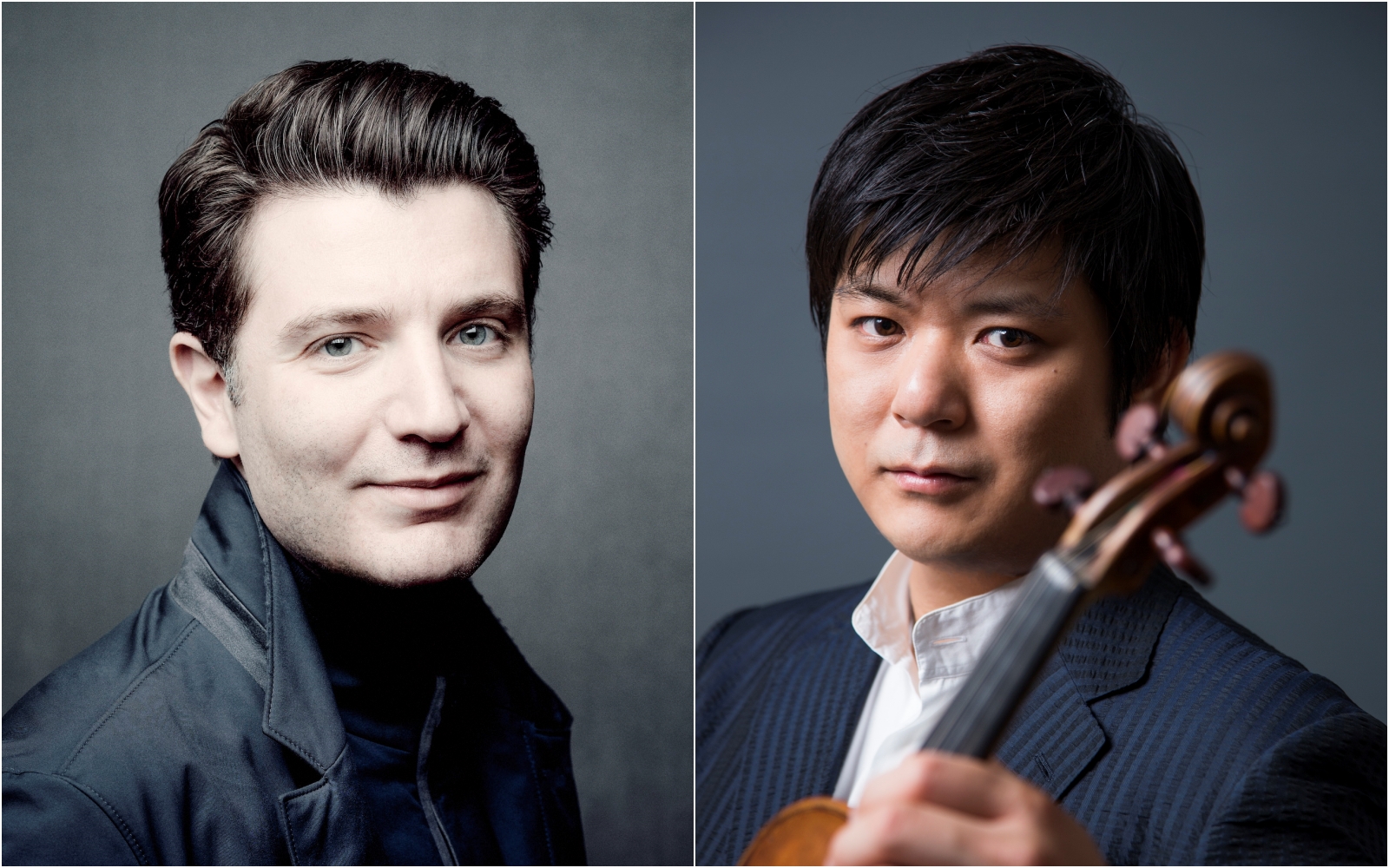 鋼琴家巴克斯（左）與小提琴家樫本大進（右）將來台獻藝。（鵬博藝術提供）