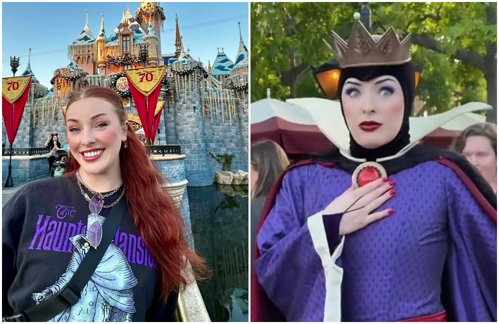 莎賓娜·馮·B在加州迪士尼樂園扮演「壞皇后」，在網路上爆紅。（翻攝sabrinavonb TikTok）