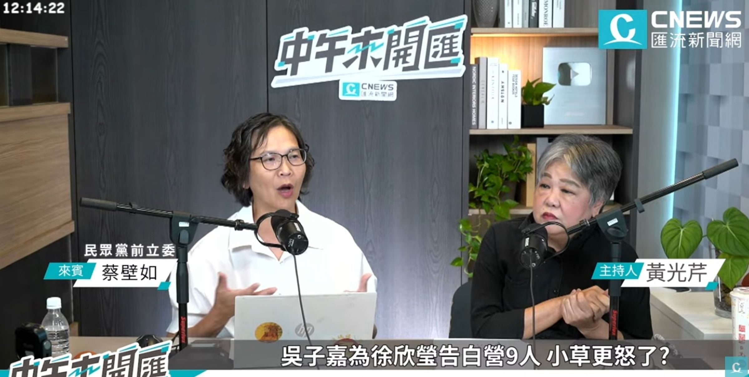 針對新竹藍白合破局，蔡壁如認為沒有「一屍N命」那麼嚴重，選民有情緒但一陣子就會恢復，若有藍白協議且涉背信，就請拿出白紙黑字打臉藍營。（翻攝自YouTube@CNEWS匯流新聞網）