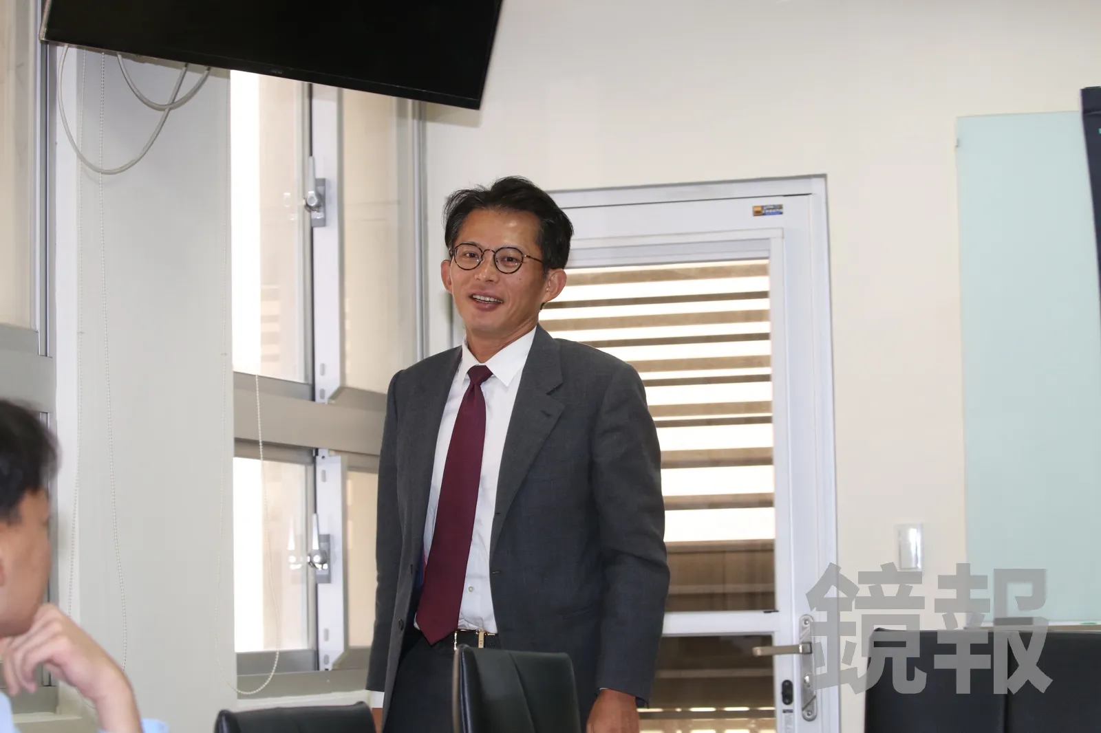 黃國昌昨天嗆記者寫科幻小說。（鏡報董孟航攝）