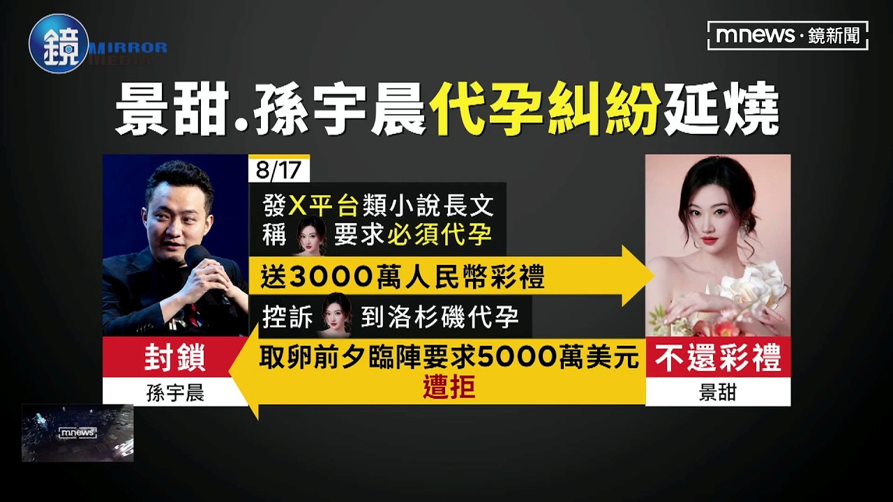 女星景甜深陷「代孕風波」 富豪男友孫宇晨PO小說爆料|鏡週刊X鏡新聞