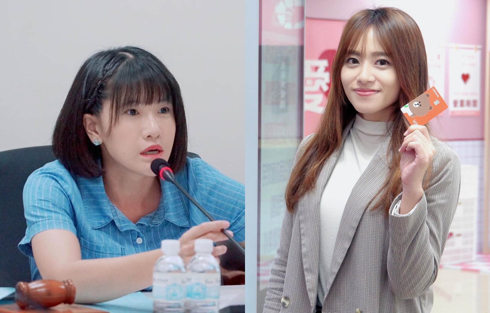 鄭孟洳（左）發現施淑婷（右）漏報、隱匿金額高達數千萬元，呼籲她向社會大眾道歉，並辭職下台。（翻攝自鄭孟洳、施淑婷臉書）