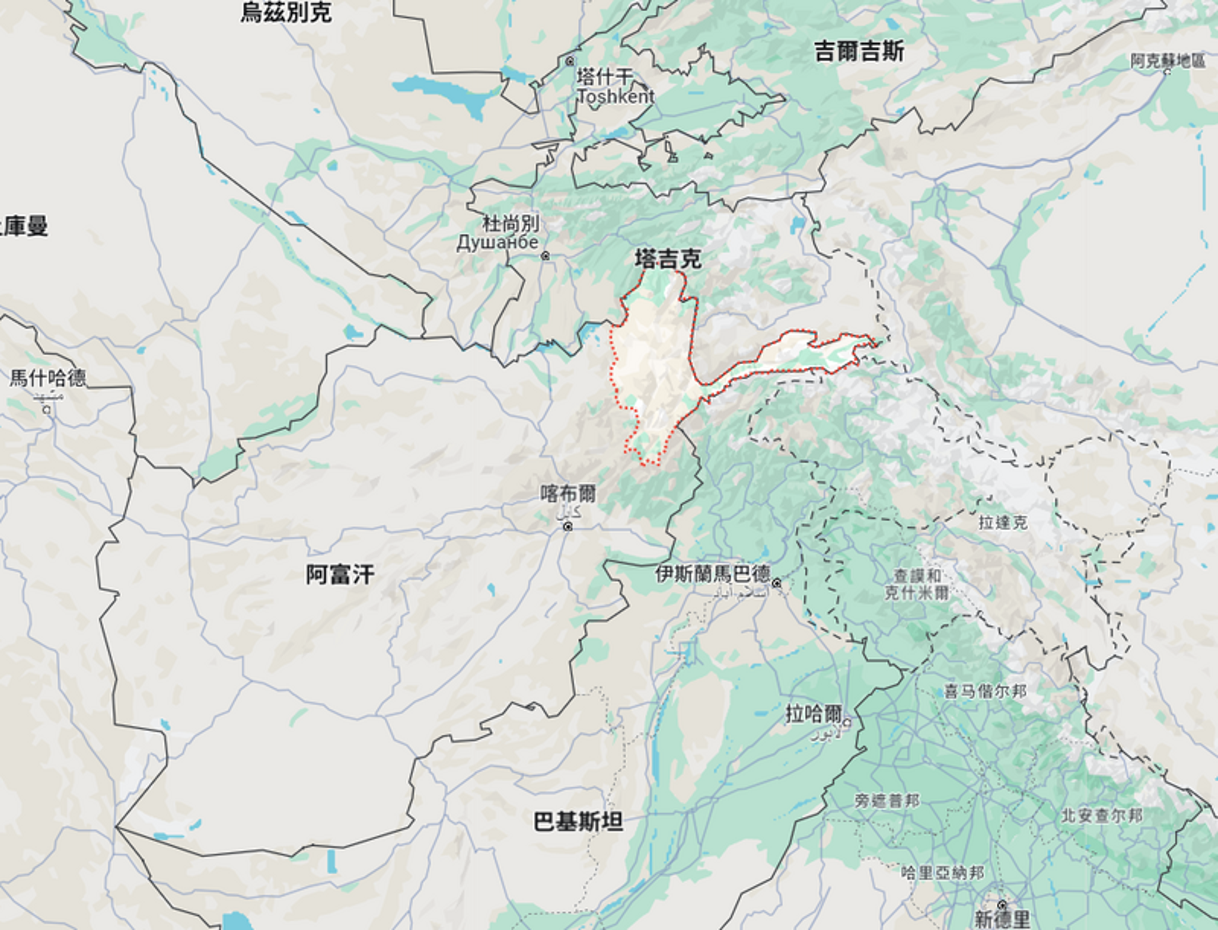 1架小飛機墜毀在巴達赫尚省,傷亡狀況不明。(翻攝自Google地圖)