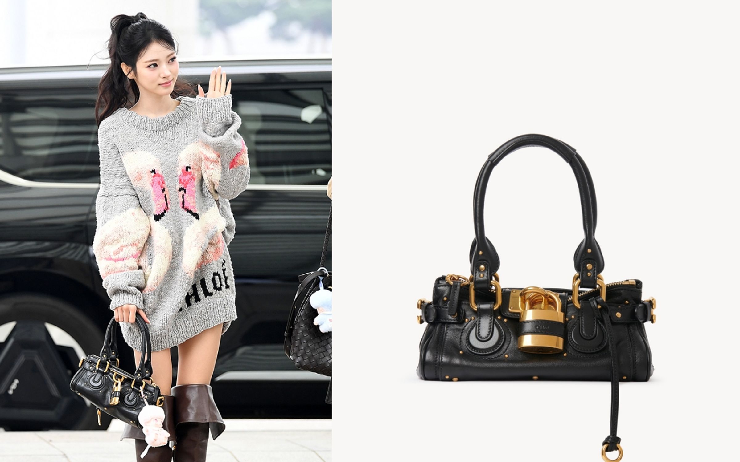 ANNA同款的Chloé Paddington黑色迷你鎖頭包。NT$78,700(翻攝自MK Sports)