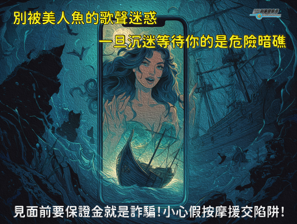 美女頭貼按摩小心有詐。（刑事局提供）