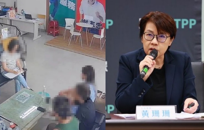 台中一家5口遭詐逼上絕路，生前也曾找議員求助；黃珊珊（右圖）痛批政府打詐「越打越無力」。（翻攝畫面／民眾黨團提供）