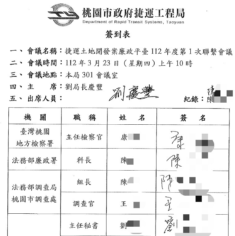 捷工局召開廉政平台會議，與會各單位代表為其施政背書。