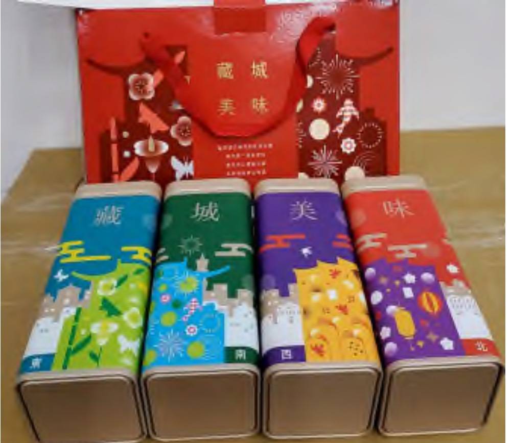 北市府以「東、南、西、北選品」為核心概念準備禮盒與上海交流。(北市府提供)