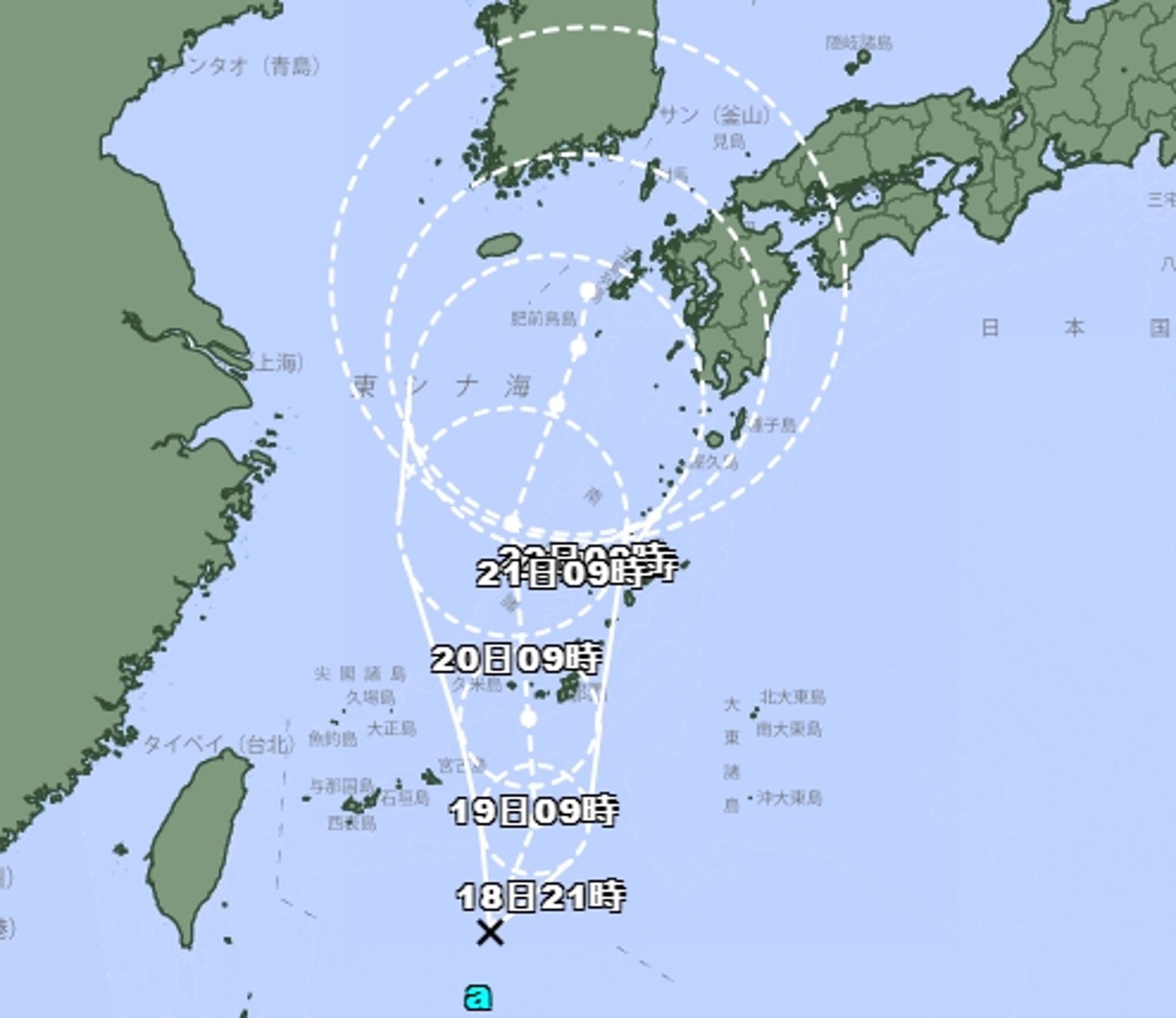 玲玲颱風估今晚生成，日本氣象廳公布最新路徑。（翻攝自日本氣象廳）