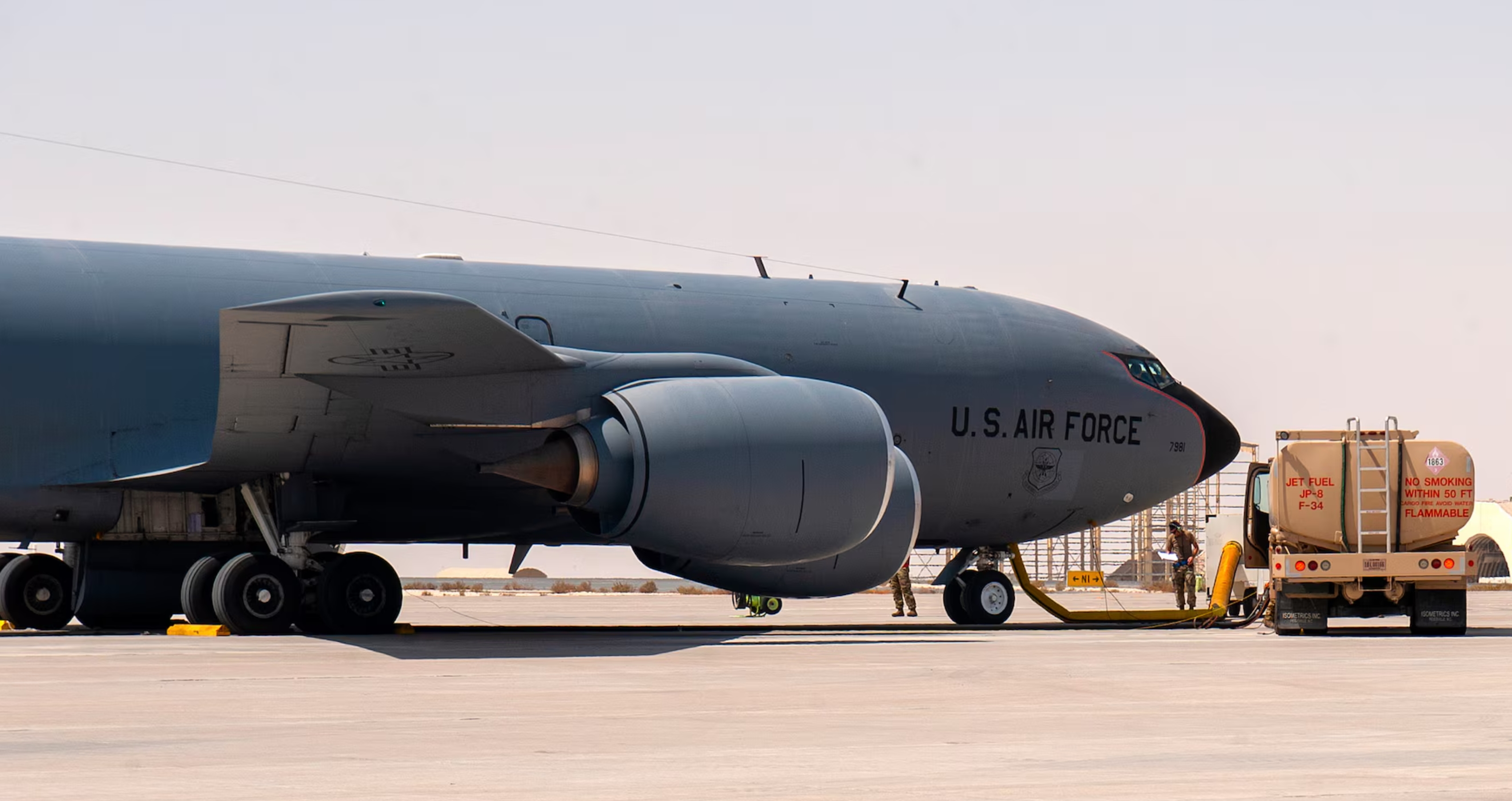 美國中央司令部13日對外證實，美軍一架KC-135空中加油機於伊拉克西部墜毀，機上6名官兵全數罹難。（示意圖，翻攝自CENTCOM官網）