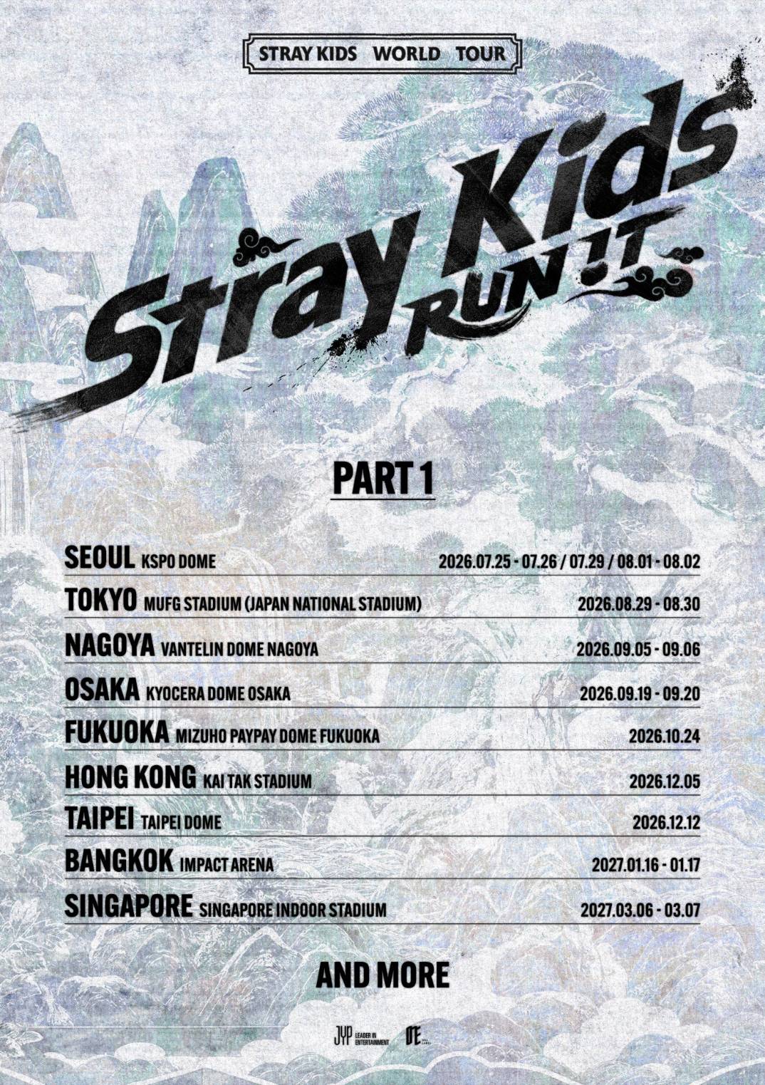 Stray Kids〈RUN IT〉世巡將於12月12日，首度登上臺北大巨蛋開唱。（翻攝Live Nation Taiwan FB）