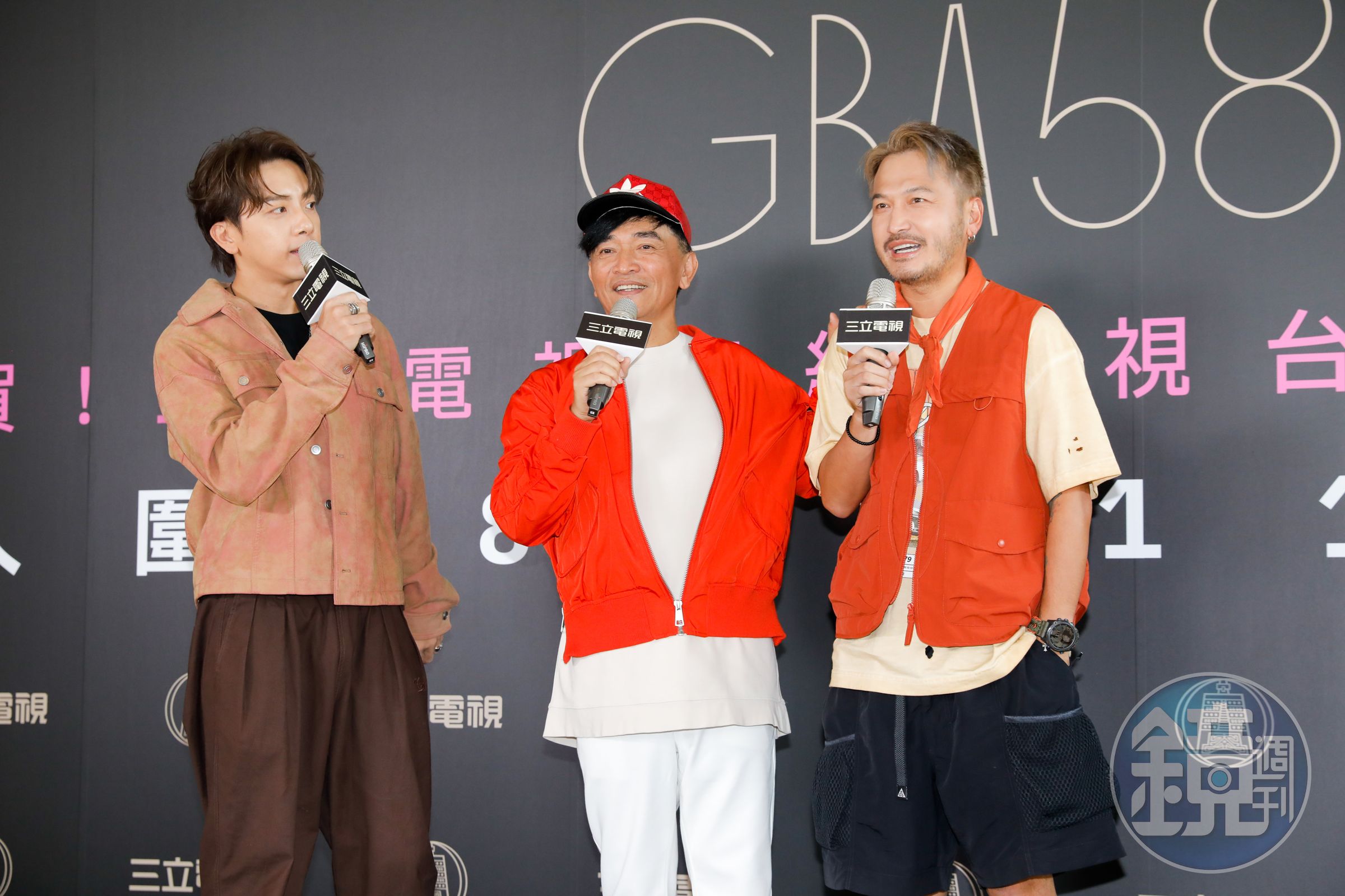 坤達(左起)、吳宗憲、KID出席金鐘分享會。