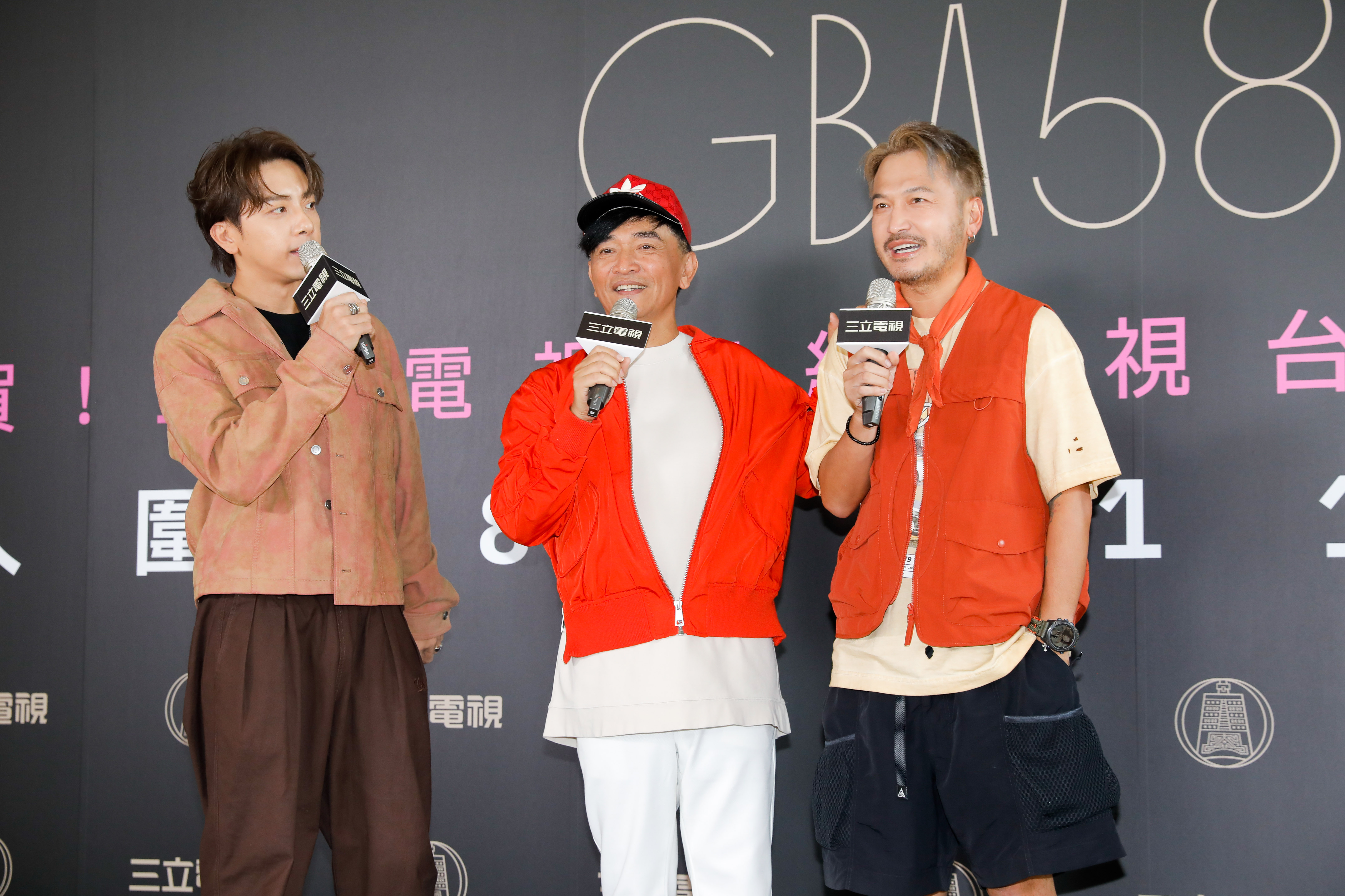 坤達（左起）、吳宗憲、KID出席金鐘分享會。