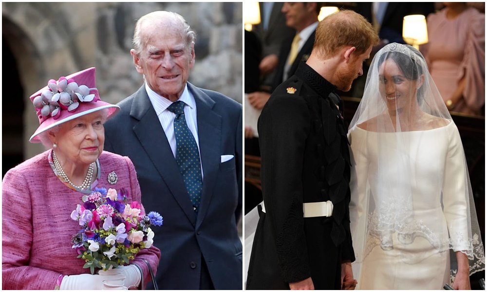 菲利浦親王（左圖右）曾警告哈利王子「不要娶梅根」。（翻攝The Royal Family）