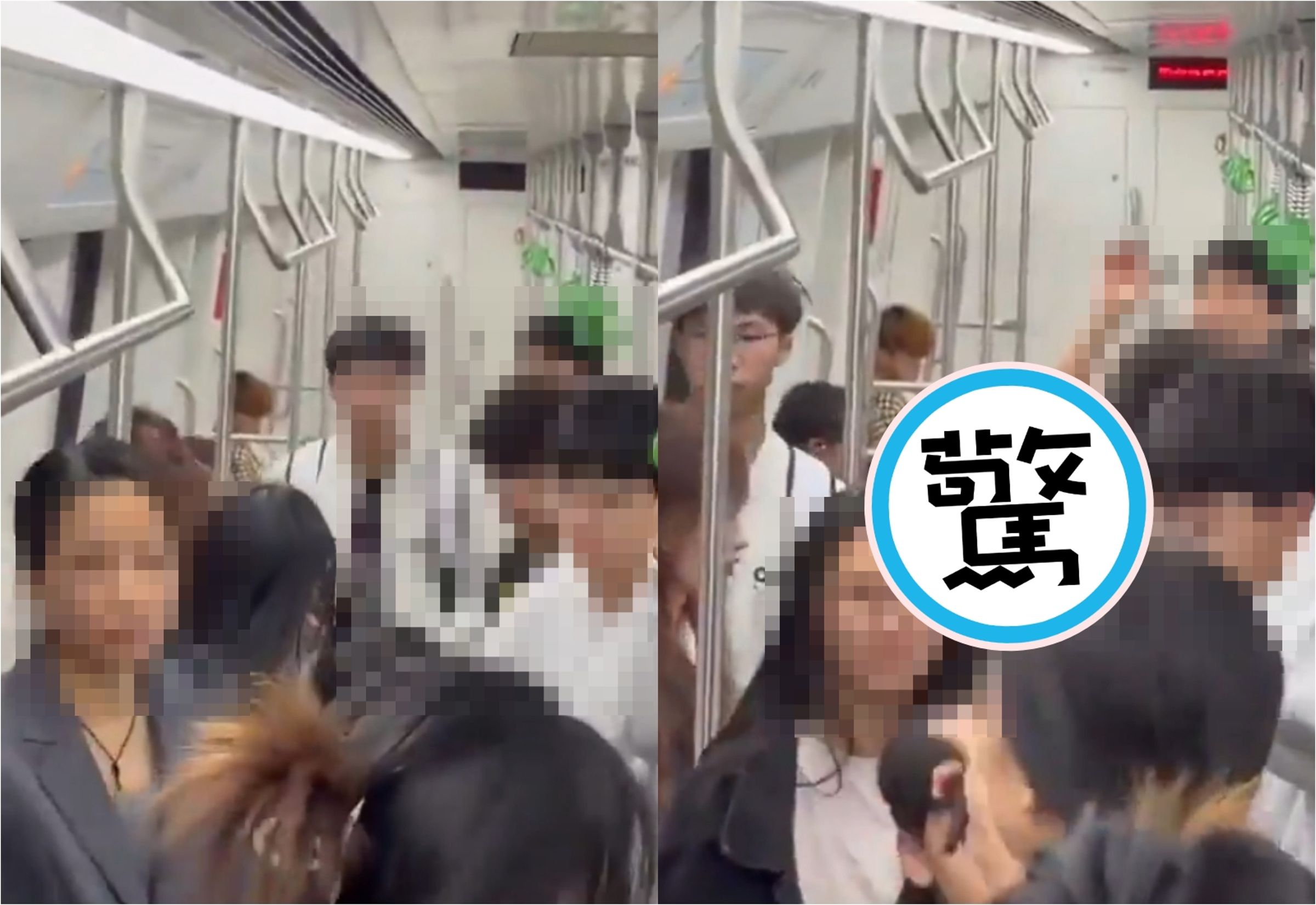 廣西南寧地鐵列車上驚見一名男子不顧滿車乘客、當眾脫褲自瀆,讓所有人嚇得急忙閃避。(翻攝自X)