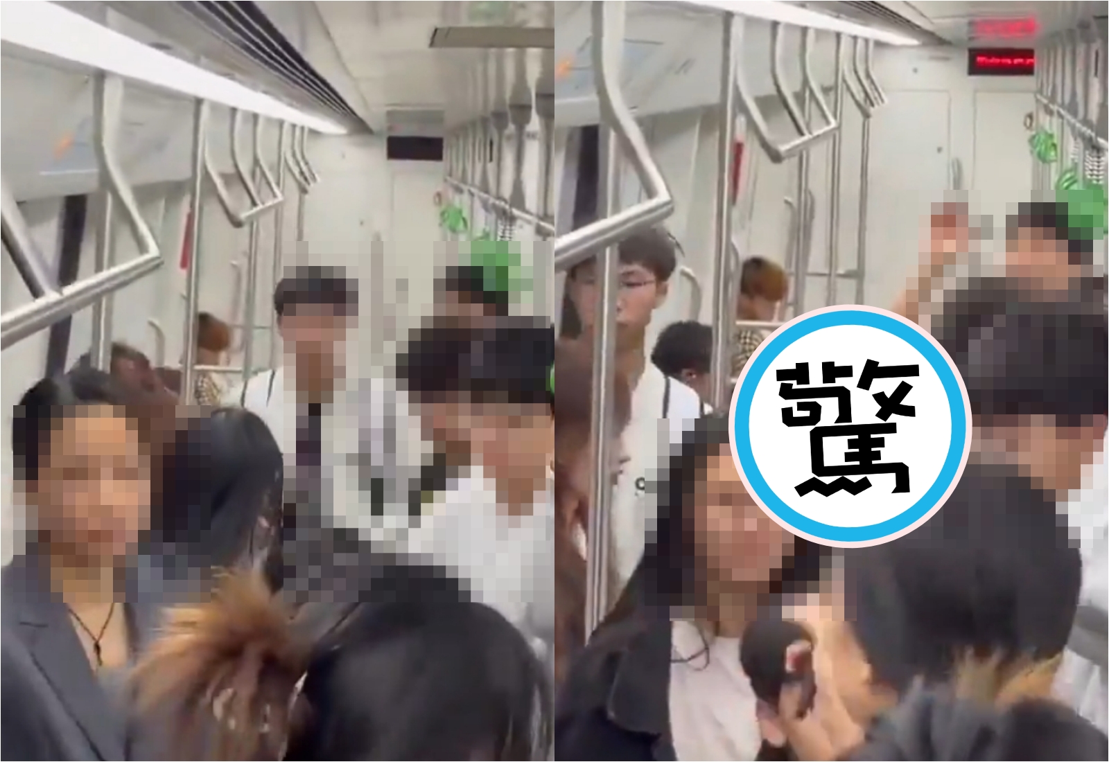 廣西南寧地鐵列車上驚見一名男子不顧滿車乘客、當眾脫褲自瀆，讓所有人嚇得急忙閃避。（翻攝自X）