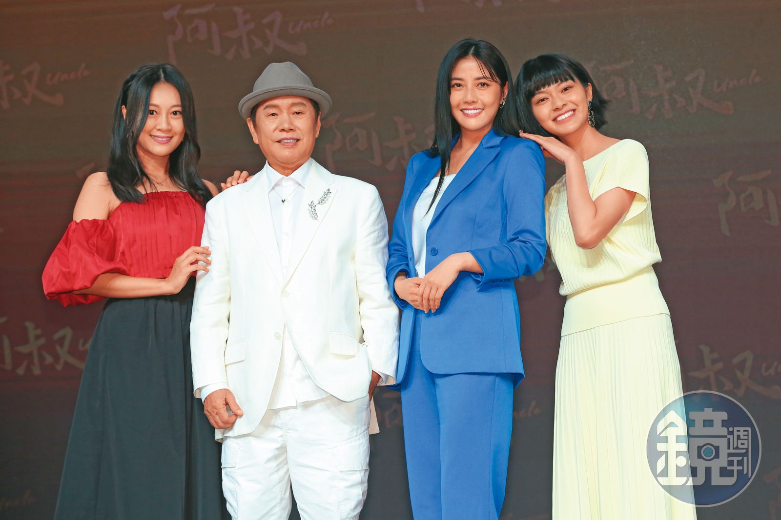 韓瑜(右二)3年前演出《阿叔》,首映會上反而是男主角王識賢缺席。左起為許瓊月、黃西田、柏妍樺