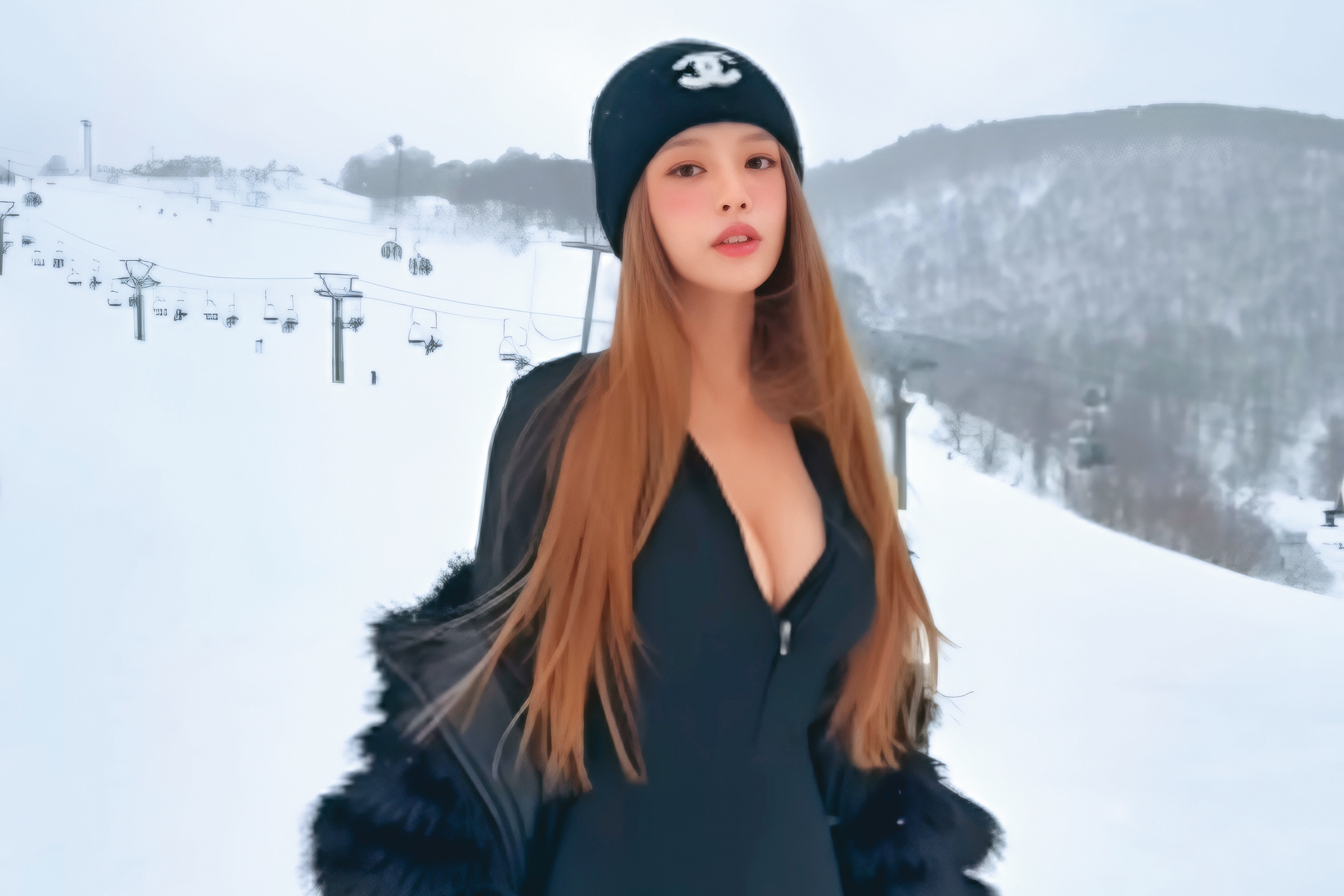 蔡瑞雪在雪地露乳溝的畫面，成為熱門的娛樂即時新聞之餘，被問地點她卻刻意保密。（翻攝自蔡瑞雪IG）