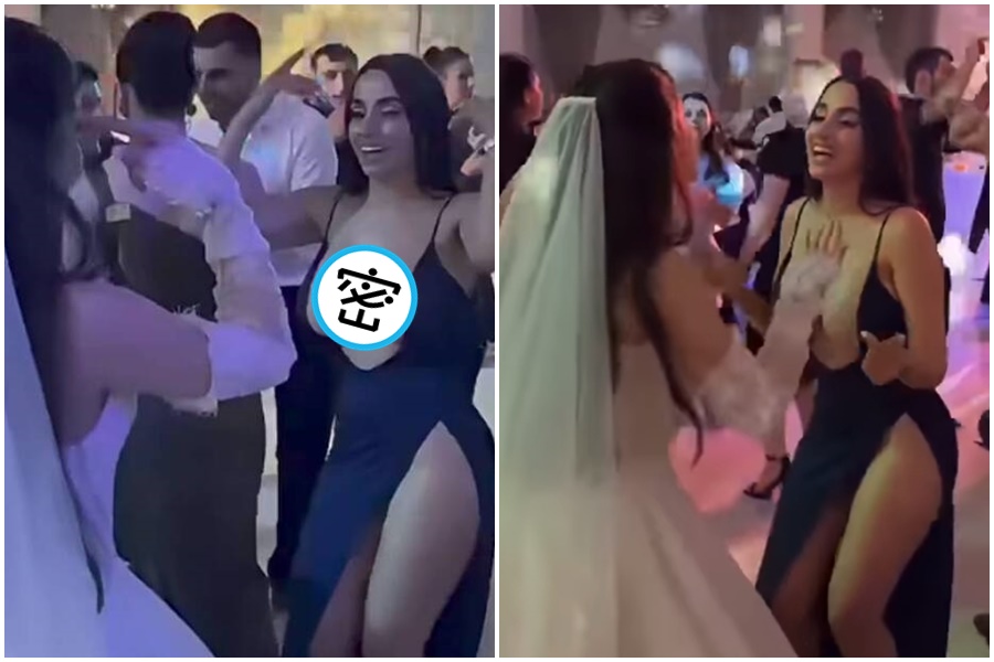 火辣賓客穿神級禮服「超大size南北半球」太震撼!裙襬神祕三角洲全洩 影片曝遭全網炎上