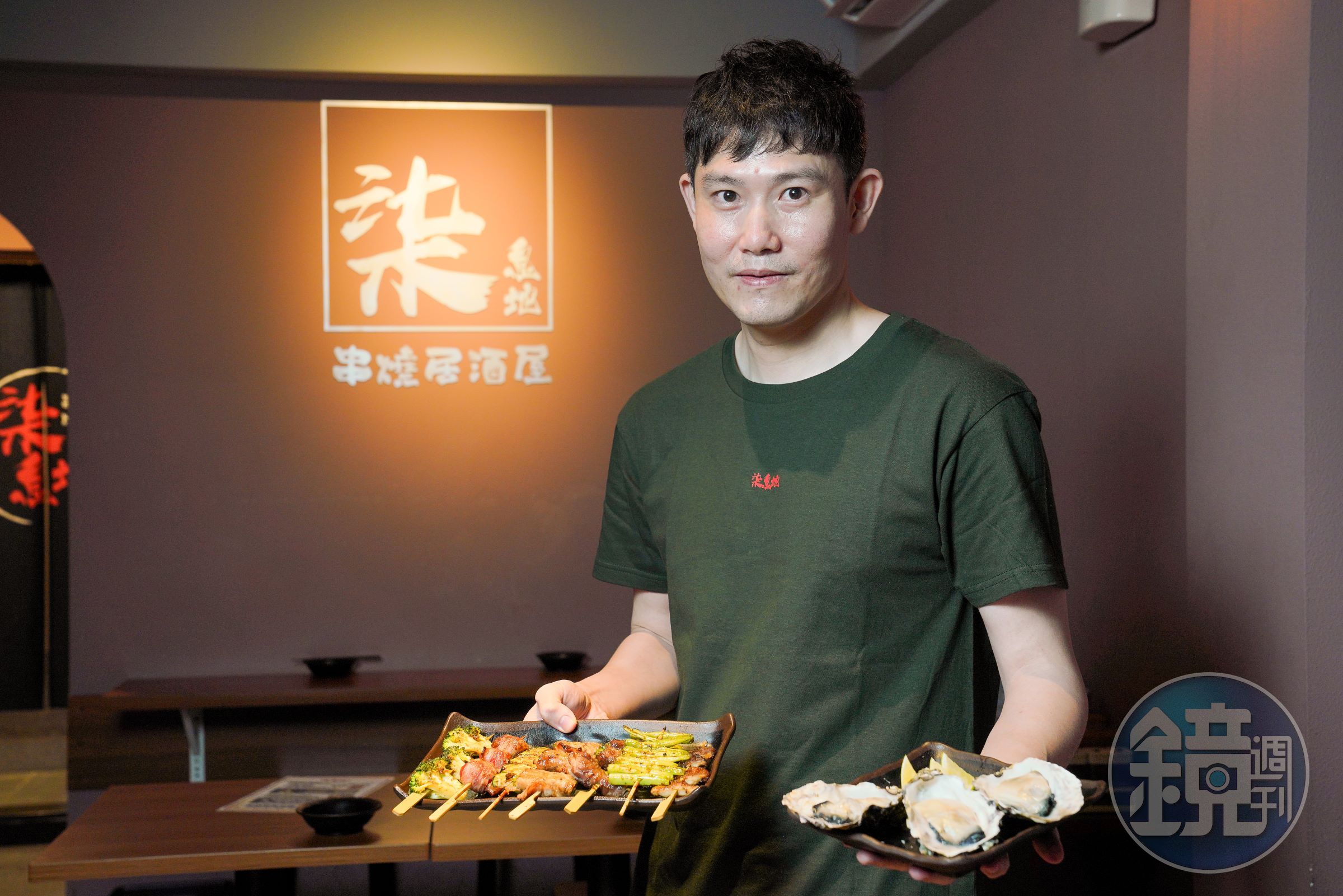 陳信儒(圖)跟6個大學至交酒友,為了北漂後在台北有一個喝酒了不怕出醜的自己地盤,合開了柒串燒屋,而後海、陸菜色越來越豐富,便改成柒息地串燒居酒屋。