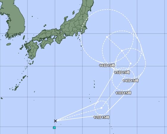 新生成的熱帶低壓,預估明日可能增強為颱風「南卡」。(翻攝自日本氣象廳官網)