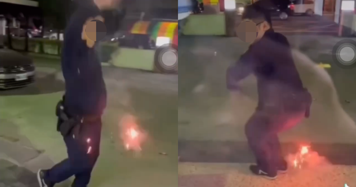 彰化一名員警即將離職，曝光自己身穿警察制服做出脫序行為的影片。（翻攝自記者爆料網）