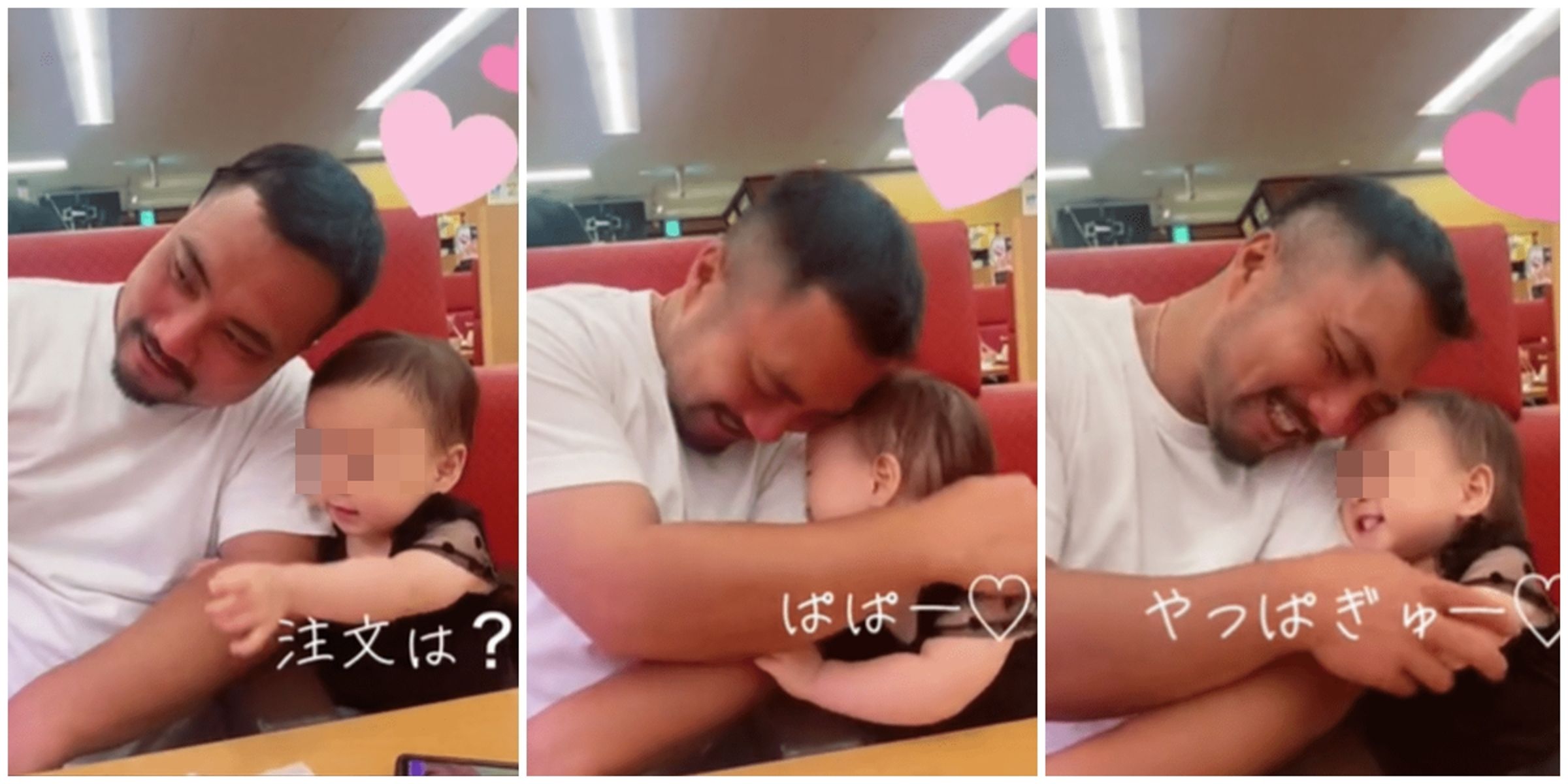 日本一個爸爸帶著1歲女兒到迴轉壽司店,互動超有愛,萌翻網友。(翻攝自TikTok)