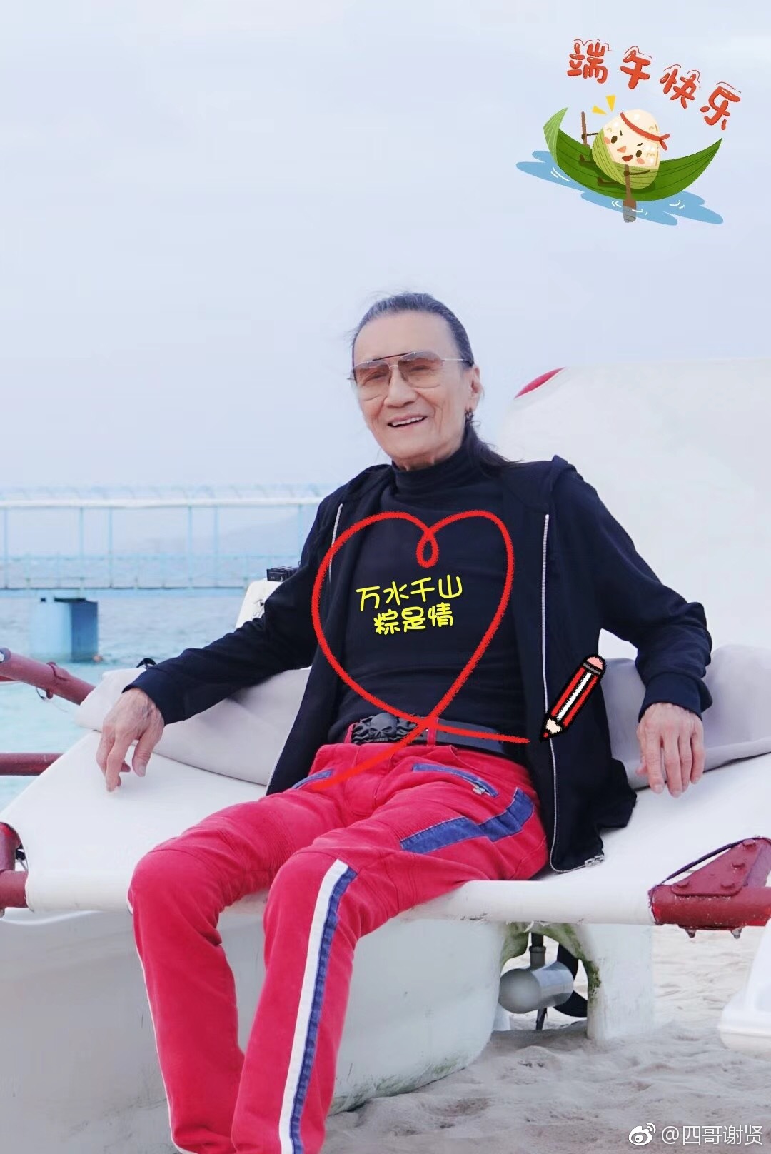 謝賢與小49歲上海女子Coco的戀情曾是香港娛樂圈熱門話題之一，最終謝賢以不願耽誤對方主動分手。（翻攝謝賢微博）