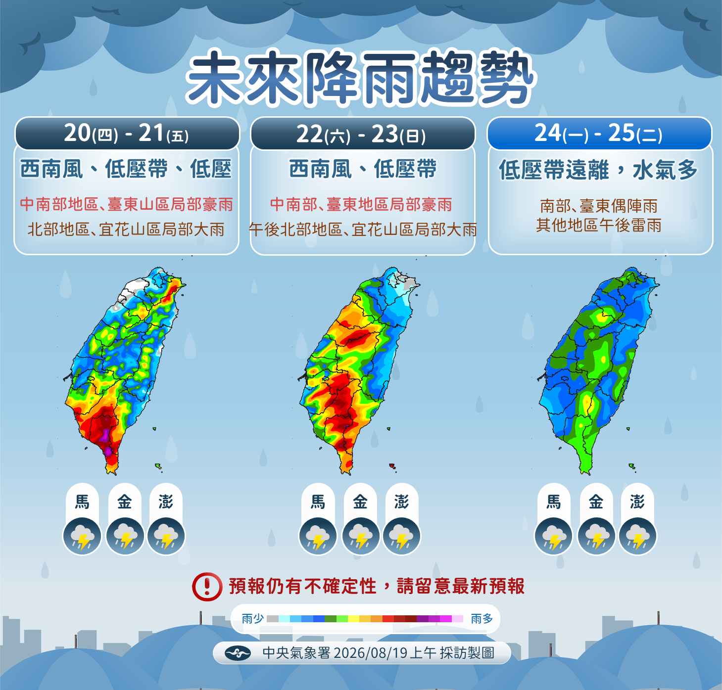 中央氣象署說明降雨趨勢。(中央氣象署提供)