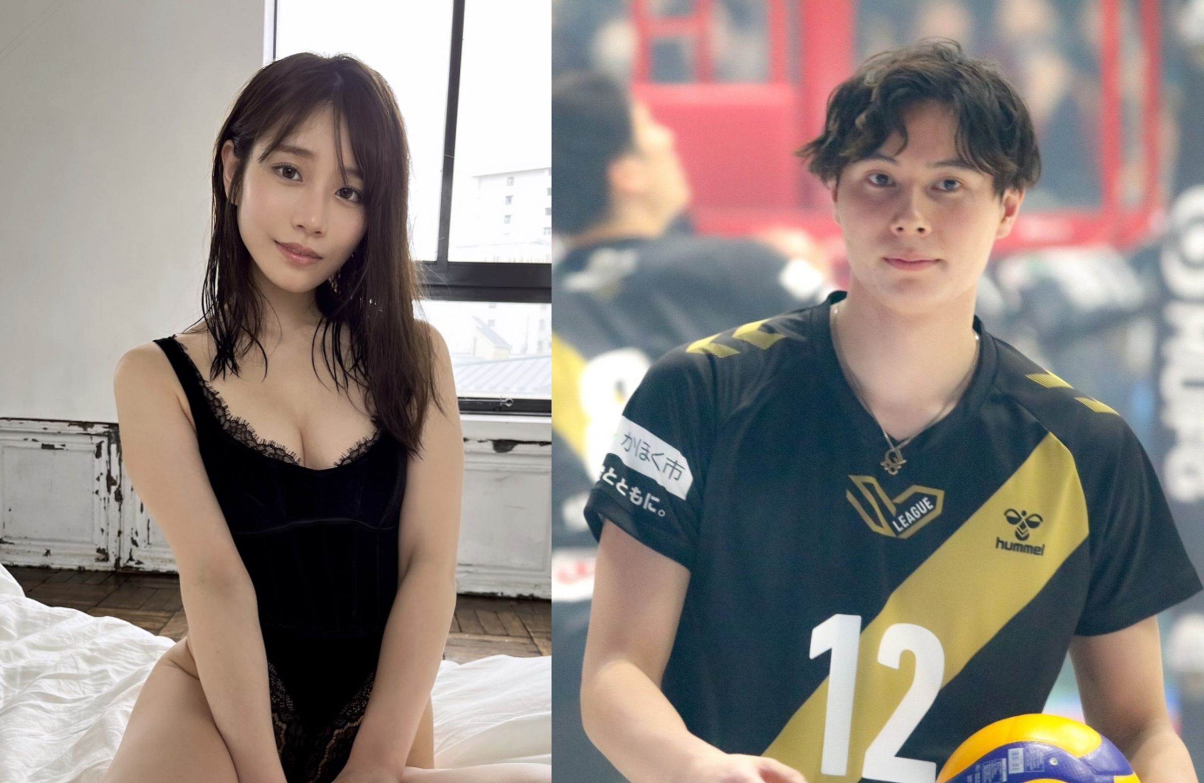 日本排球王子高橋藍遭爆穩交網紅uka.還劈腿AV女優河北彩伽,公司表示與河北只是朋友。(翻攝高橋藍、河北彩伽 INS)