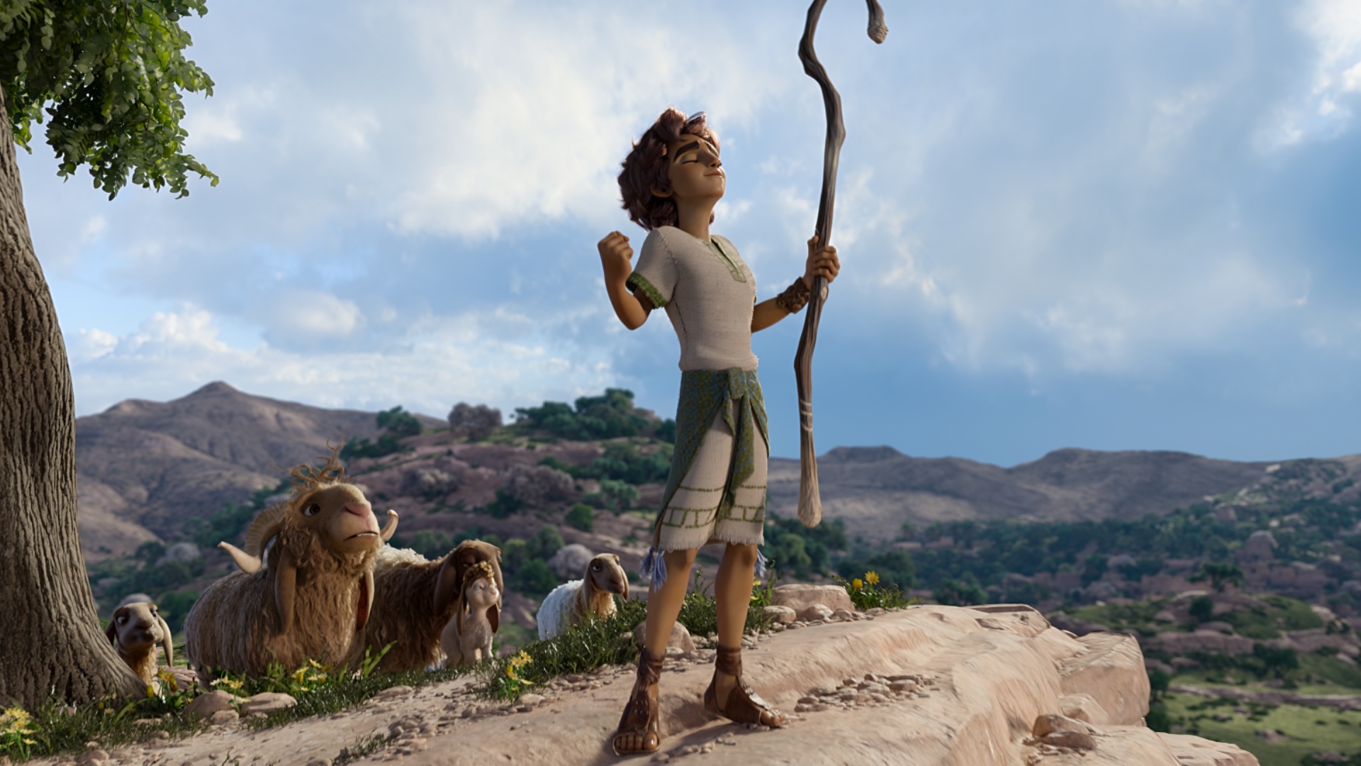 動畫電影《大衛：王者降臨》講述聖經裡大衛王的故事。（車庫娛樂提供）