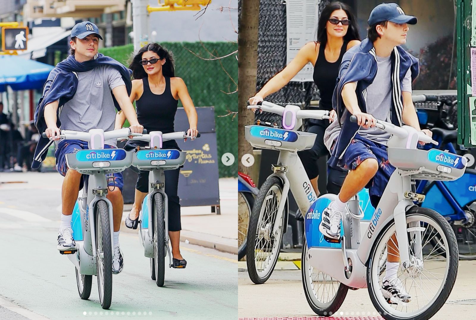凱莉珍娜日前與男友提摩西夏勒梅在紐約騎Citi Bike約會。（翻攝lislopees IG）