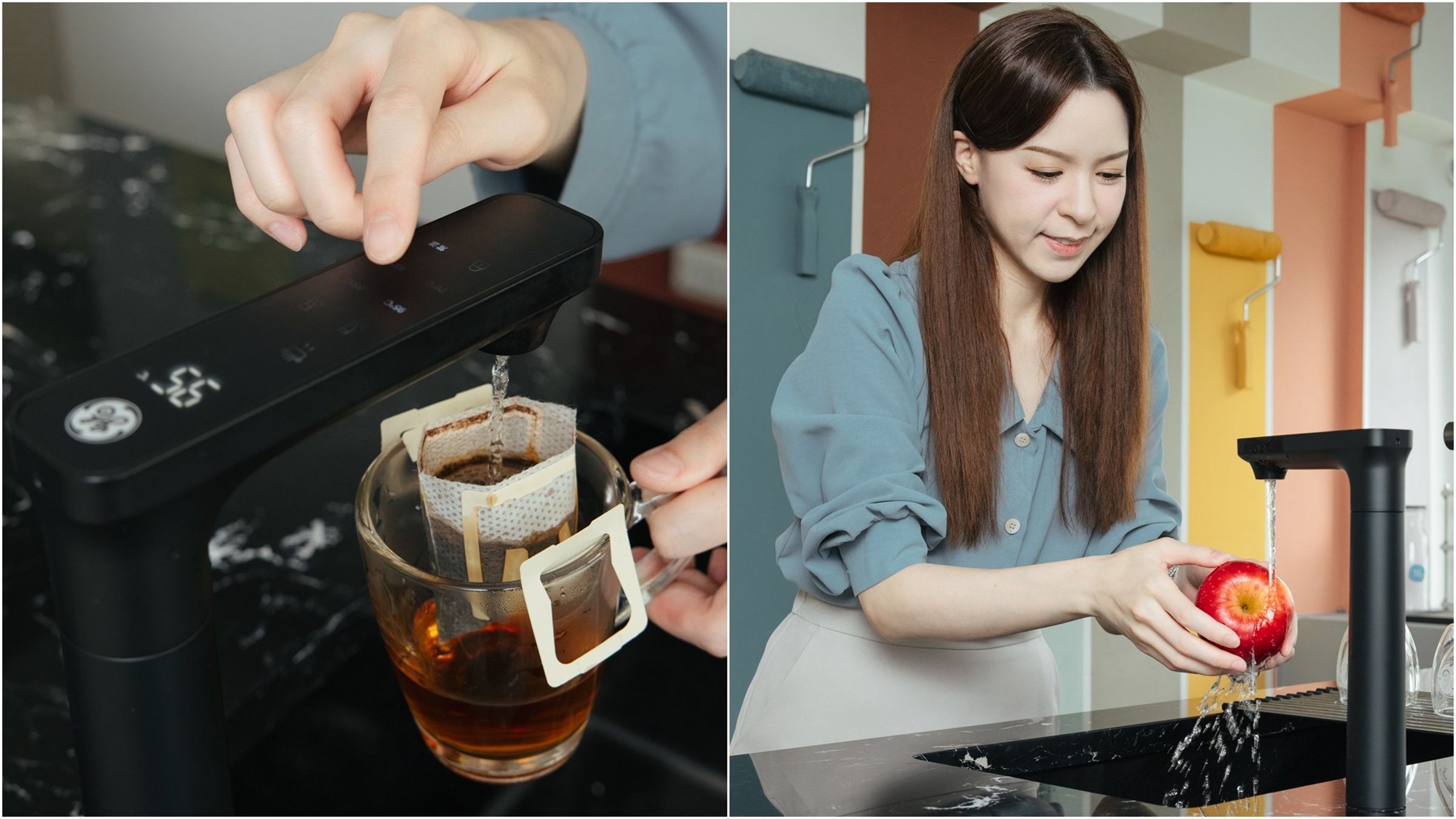 「G⁺奈濾荷電技術」將0.001微米等級的奈米濾膜與荷電原理結合,不僅能高效攔截細菌、病毒、重金屬與農藥殘留等微污染物,還能保留水中微量礦物質,讓水變得更好喝,沖泡的咖啡風味也更香。