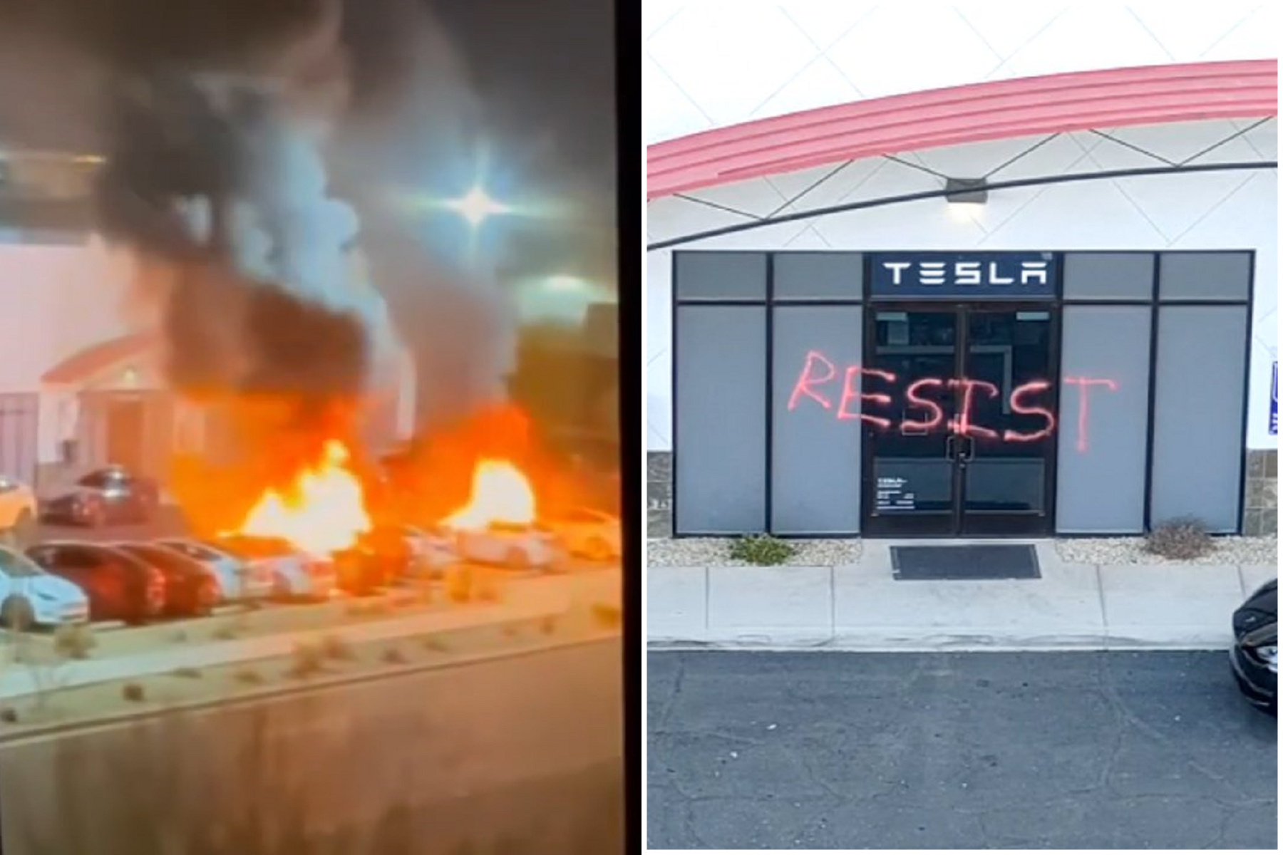 馬斯克惹民怨？特斯拉成「恐攻目標」，頻傳遭燒毀破壞。（翻自X平台）