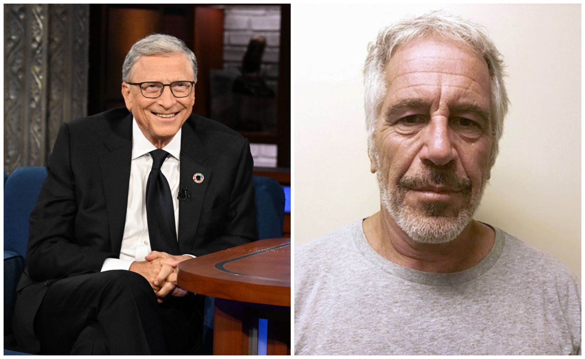 比爾蓋茲（左圖）和已故淫魔富豪艾普斯坦（右圖）私交甚篤。（翻攝Bill Gates臉書／New York State Division of Criminal Justice Services）