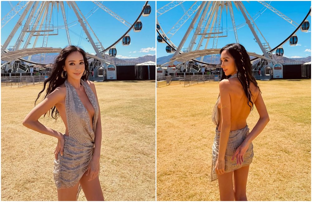 關穎到科切拉音樂節大解放，穿著火辣和摩天輪拍照。（翻攝kwanterri IG）