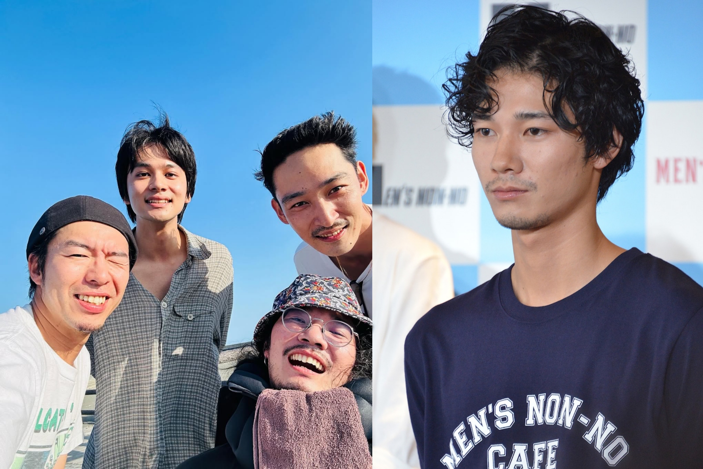 清原翔（右圖）近來專心復健，久違與北村匠海、上杉柊平、導演今村圭佑合影留念，燦笑畫面令粉絲大讚「溫暖的友情」。（翻攝網路）