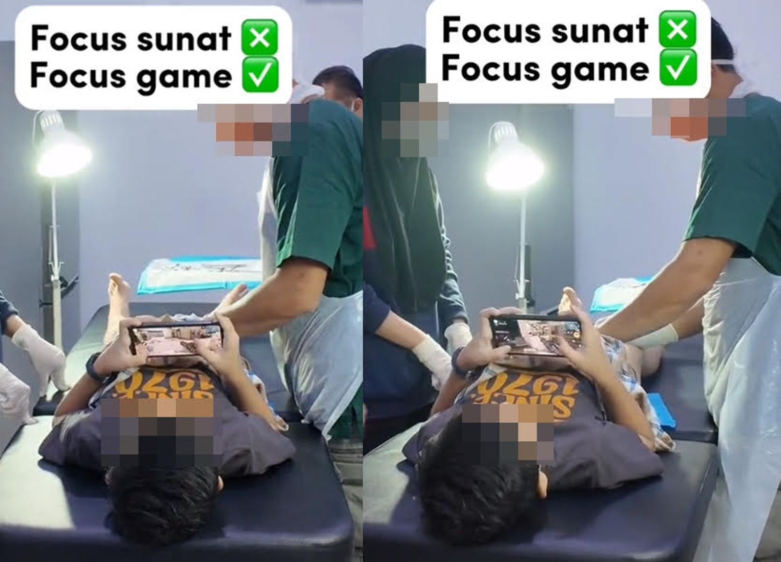 ▼馬來西亞一名男童靠玩手遊淡定接受割包皮手術。（圖／翻攝抖音@klinikserianggun__）