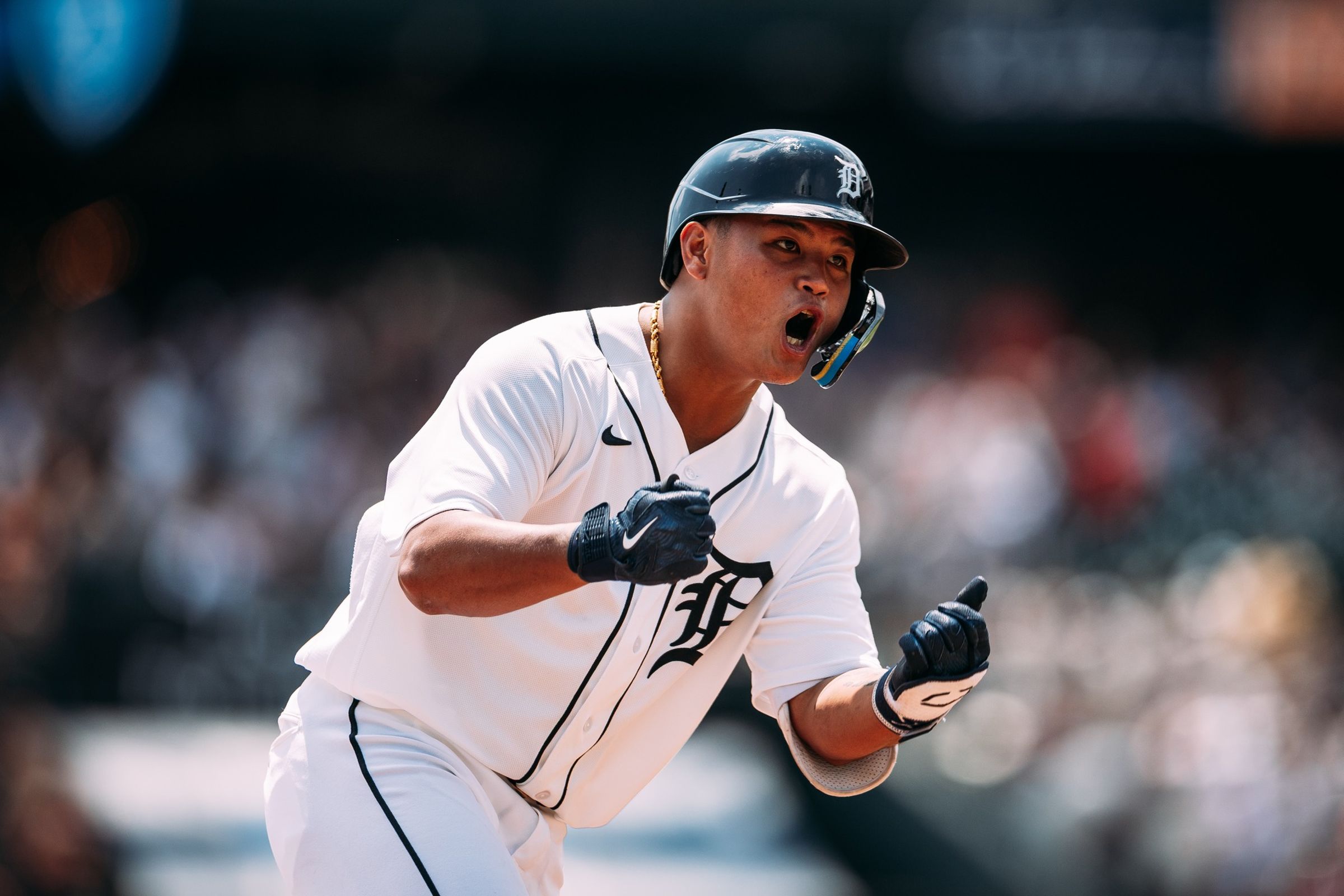 李灝宇單場雙安又開轟,狀況火燙。(翻攝Threads@tigers)