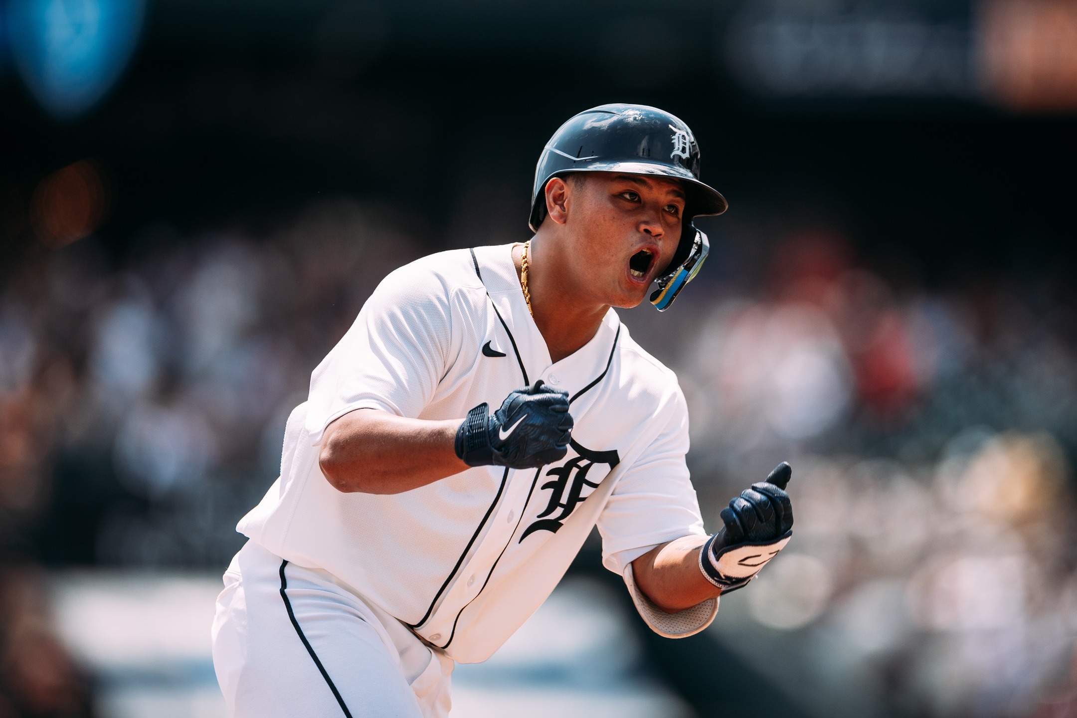 李灝宇單場雙安又開轟,狀況火燙。(翻攝Threads@tigers)