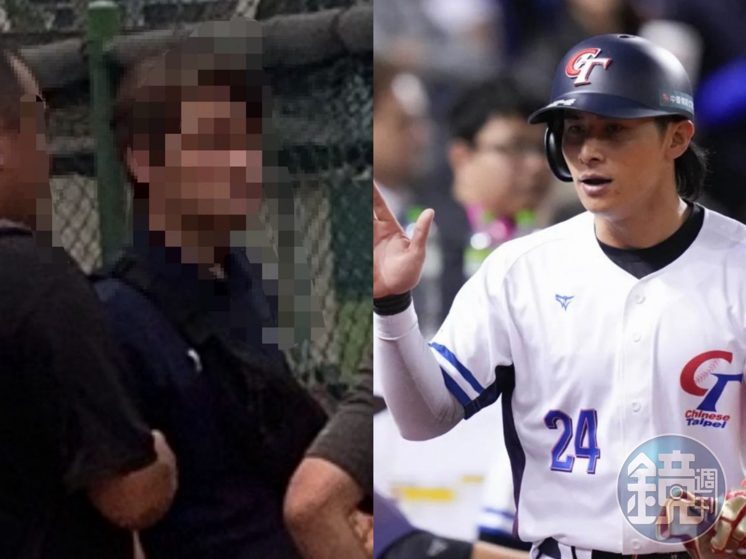 統一獅隊長陳傑憲(右)的蔡姓經紀人(左)遭爆合約爭議。(讀者提供)