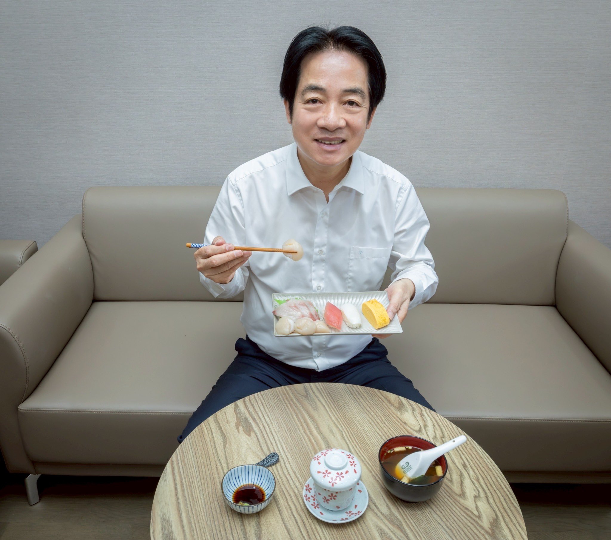 賴清德曬出自己的午餐照，挺日本水產。（翻攝自X）