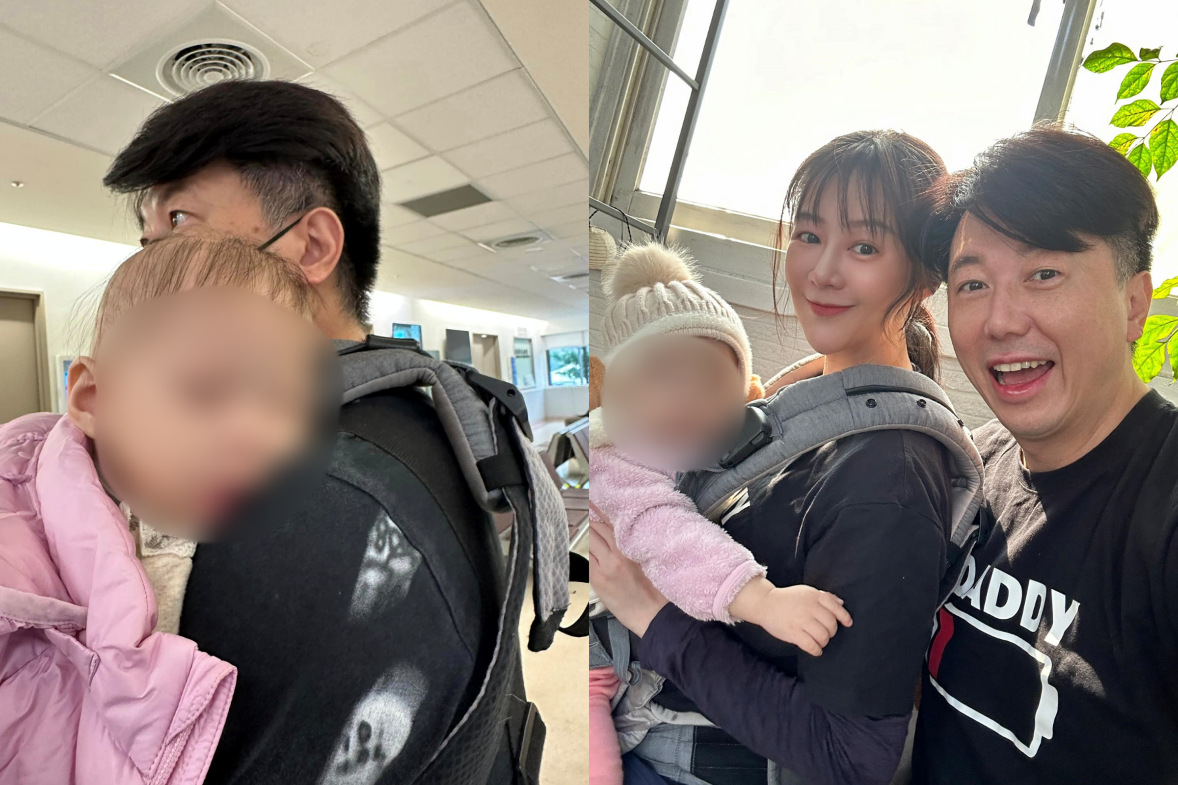 吳皓昇（右起）、文汶的愛女罹患兒童性圓禿。（翻攝吳皓昇、文汶臉書）