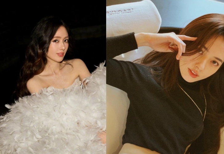 郭碧婷難得亮相,昨穿白色禮服出席活動氣質爆棚,被問是否越來越像向太,她笑說一家人氣場相通。(翻攝自郭碧婷微博)