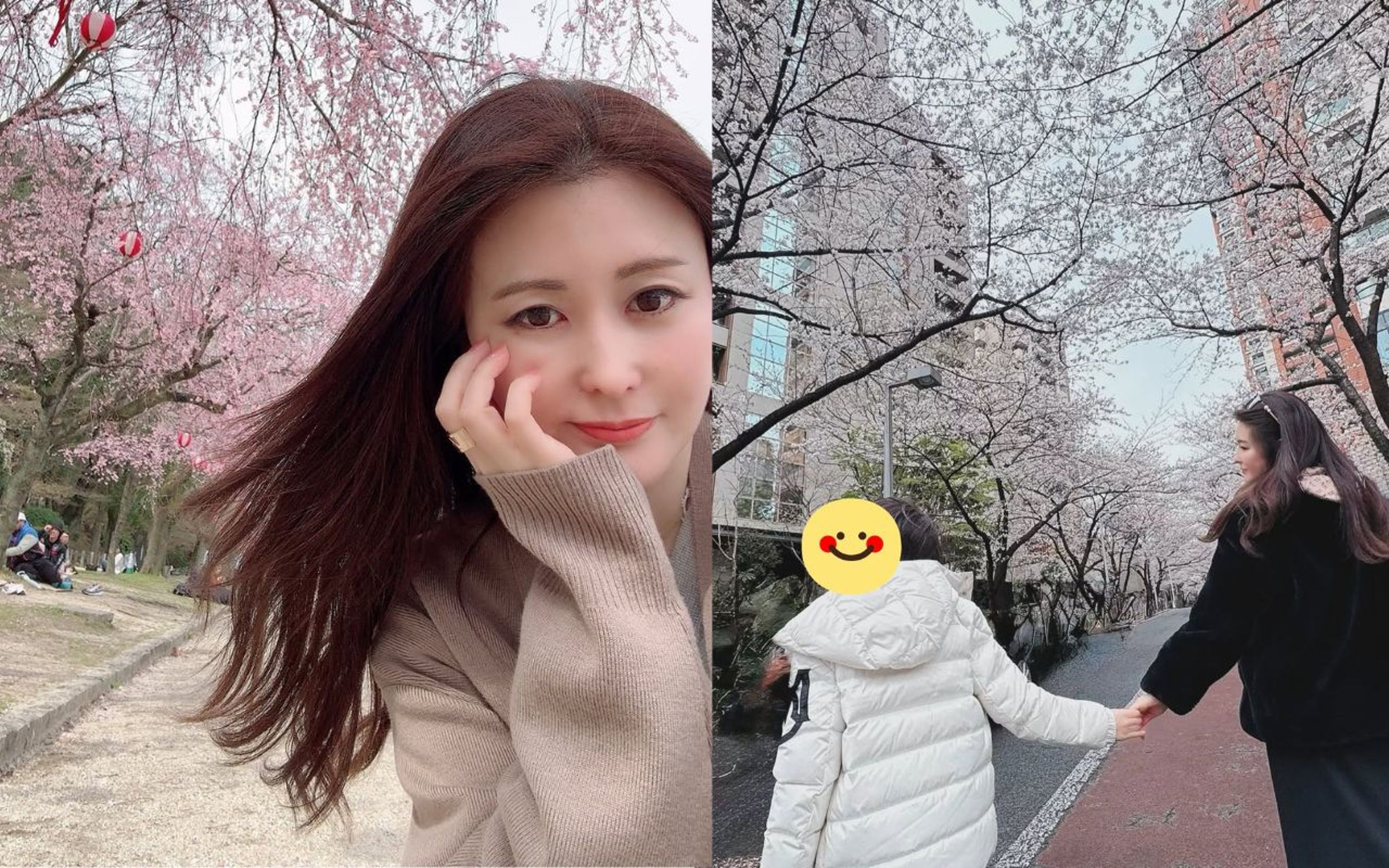麻衣與兒子到名古屋賞櫻。（翻攝自佐藤麻衣IG）