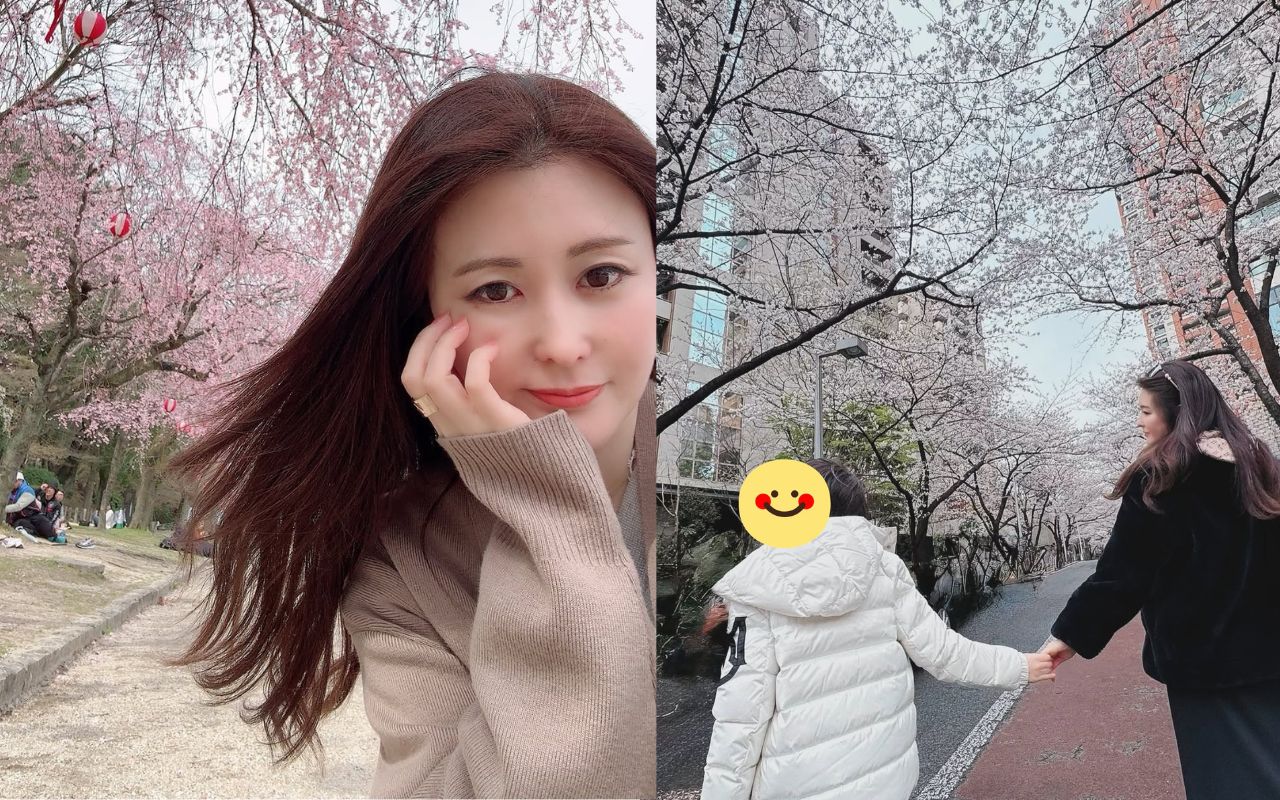 麻衣與兒子到名古屋賞櫻。（翻攝自佐藤麻衣IG）