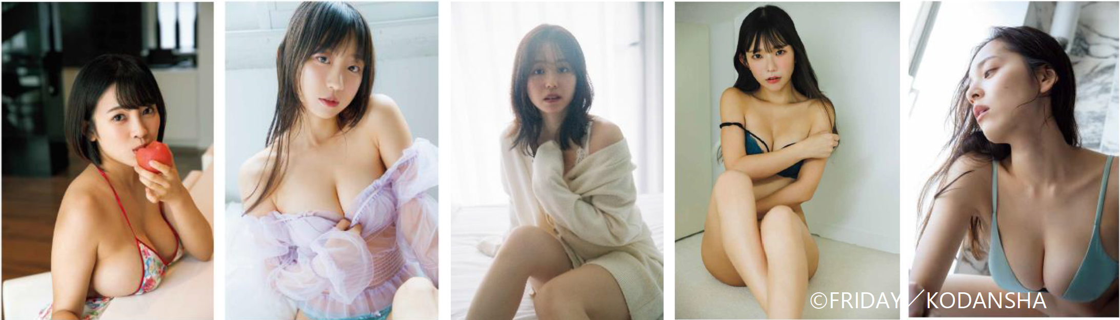 天木じゅん、都丸紗也華、表恩智、長澤茉里奈與小池里奈將在《FRIDAY》沉浸式寫真特展與大家見面。（FRIDAY提供）