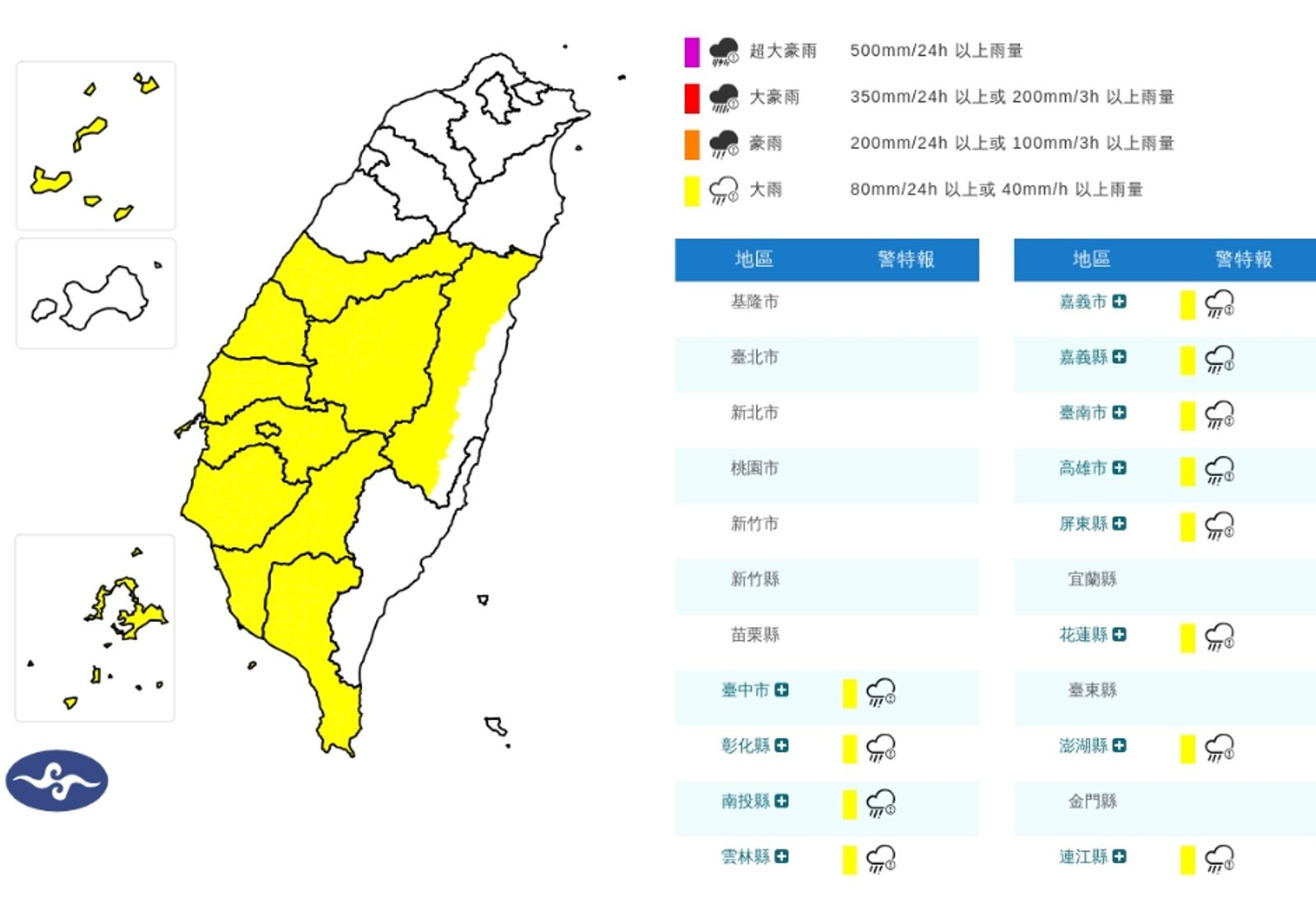 快訊/下班注意了! 台中以南12縣市慎防大雨