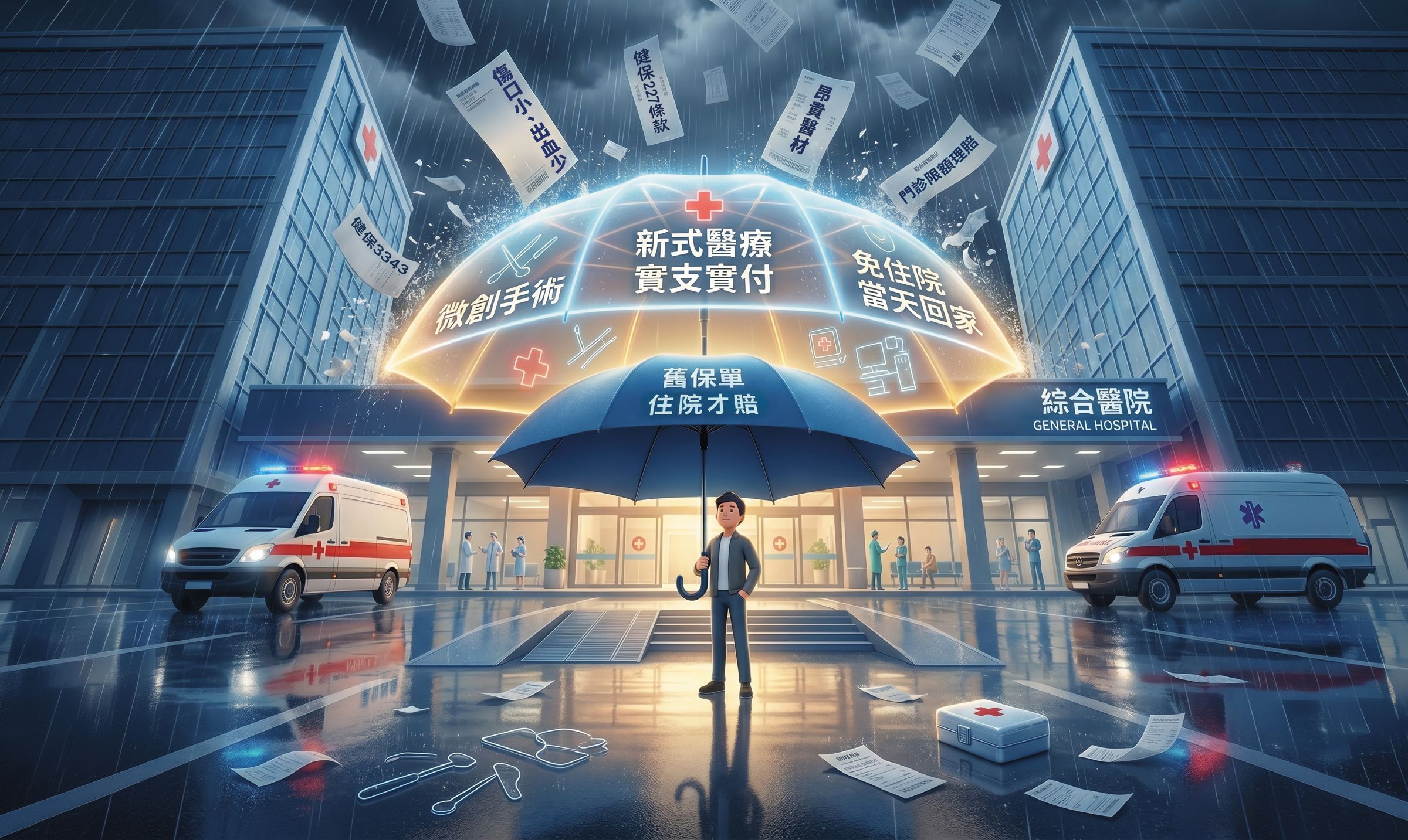 醫療進步，門診手術已成趨勢，保戶應重新檢視醫療險缺口。（AI繪圖magnific生成，本刊美術組後製）