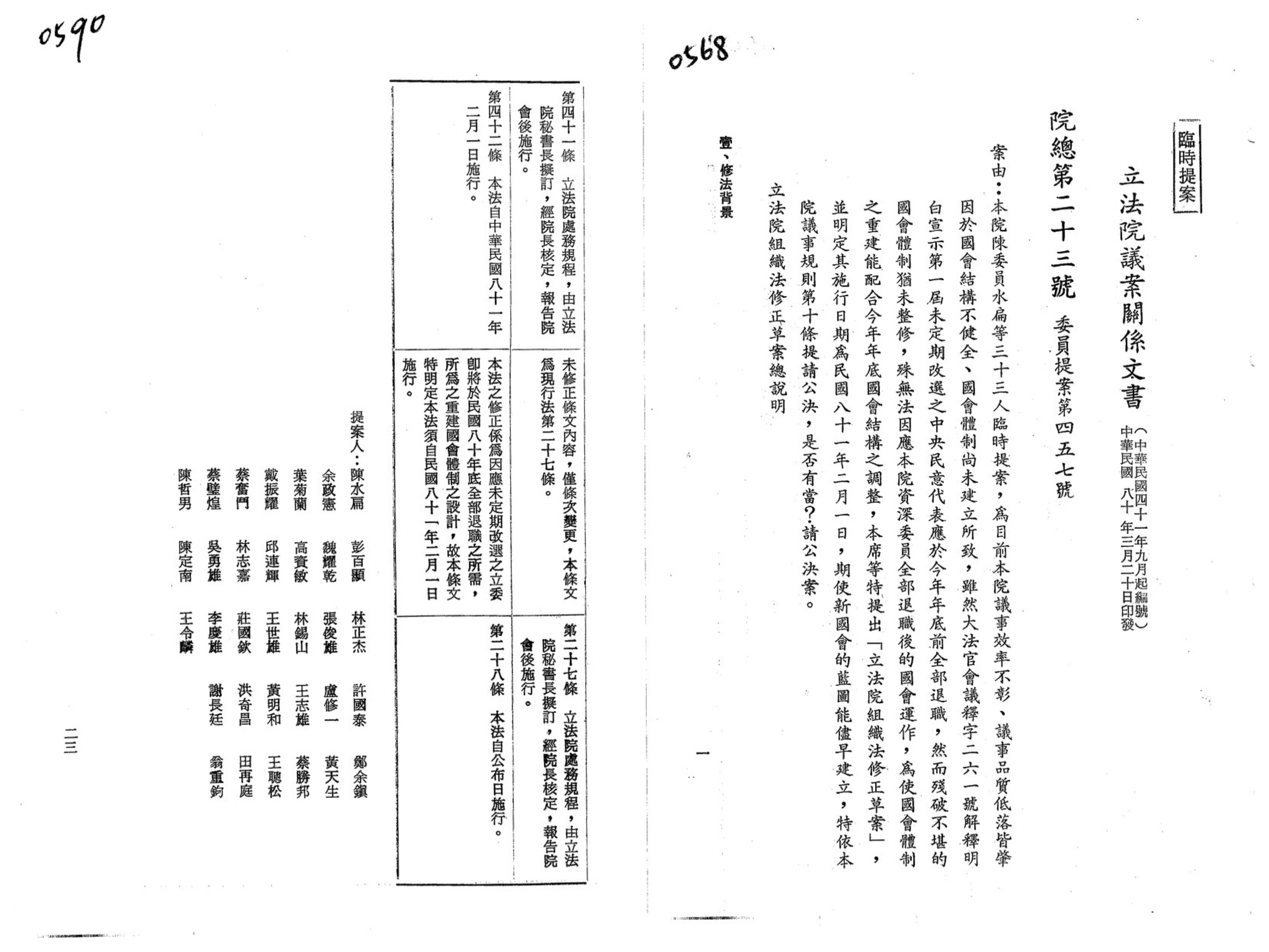 公費助理制度民國81年首度寫入《立法院組織法》，當時三讀的版本是以時任立委陳水扁等33人的提案作為微調的基礎。